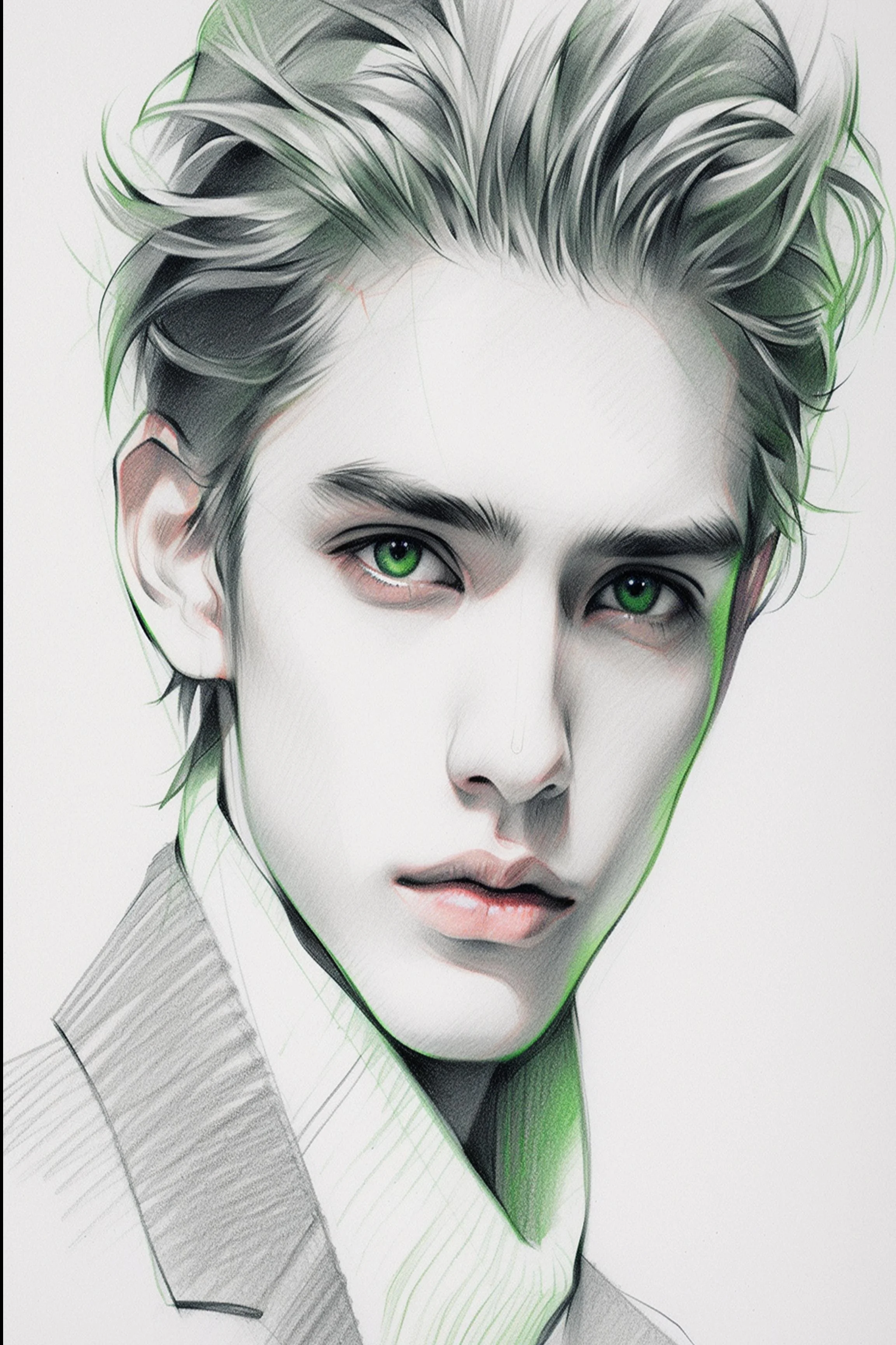 #76 Color Drawing Facial — Beauty, Style, and Expression in Every Detail.— 24H × 36 W Digital Art - MWS-CDF--0076