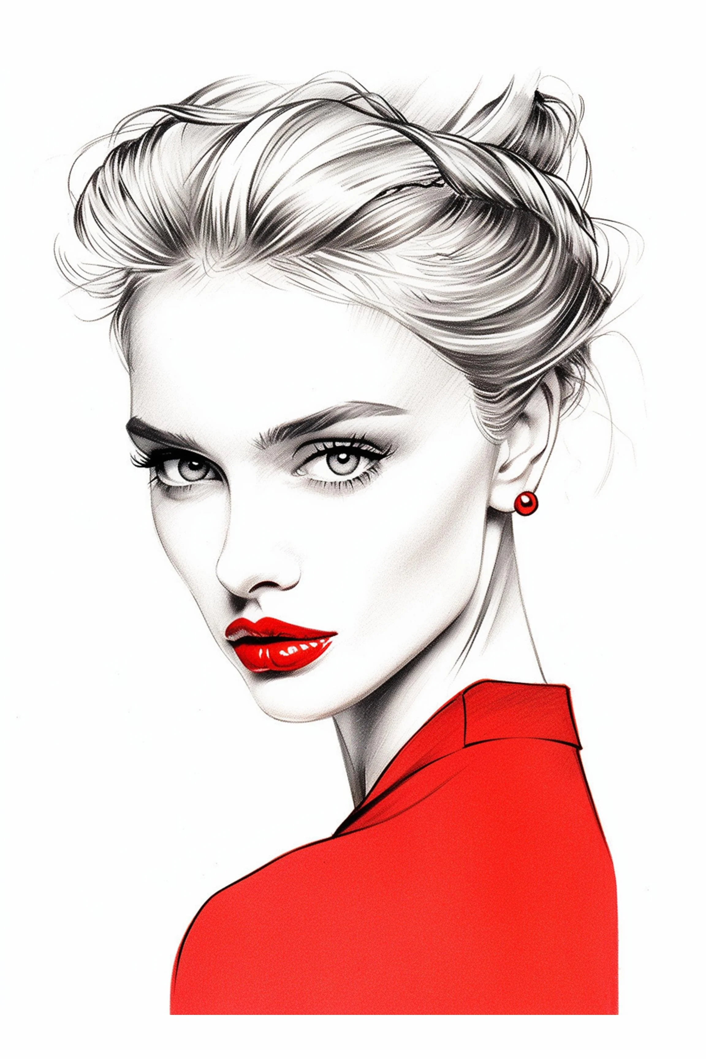 #5 Color Drawing Facial — Beauty, Style, and Expression in Every Detail.— 24H × 36 W Digital Art - MWS-CDF--0005