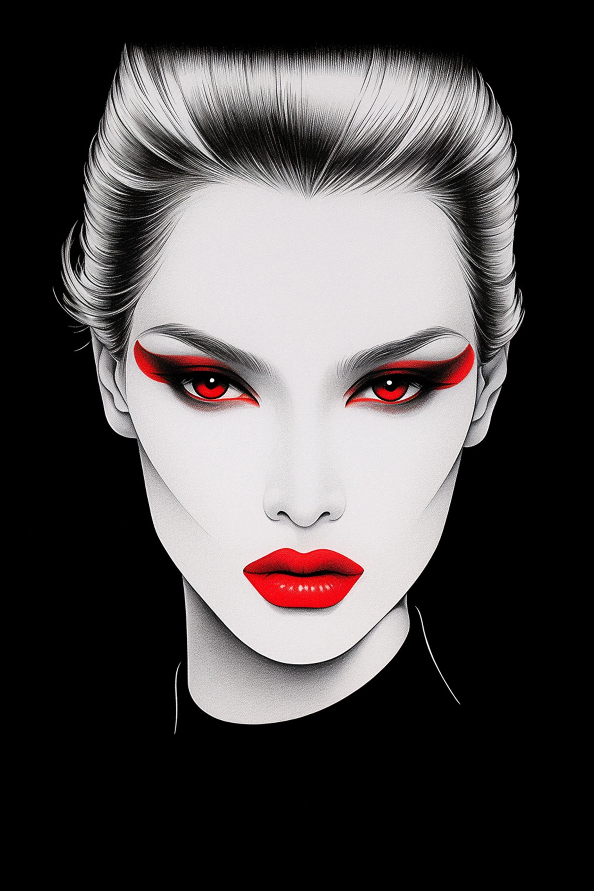 #78 Color Drawing Facial — Beauty, Style, and Expression in Every Detail.— 24H × 36 W Digital Art - MWS-CDF--0078