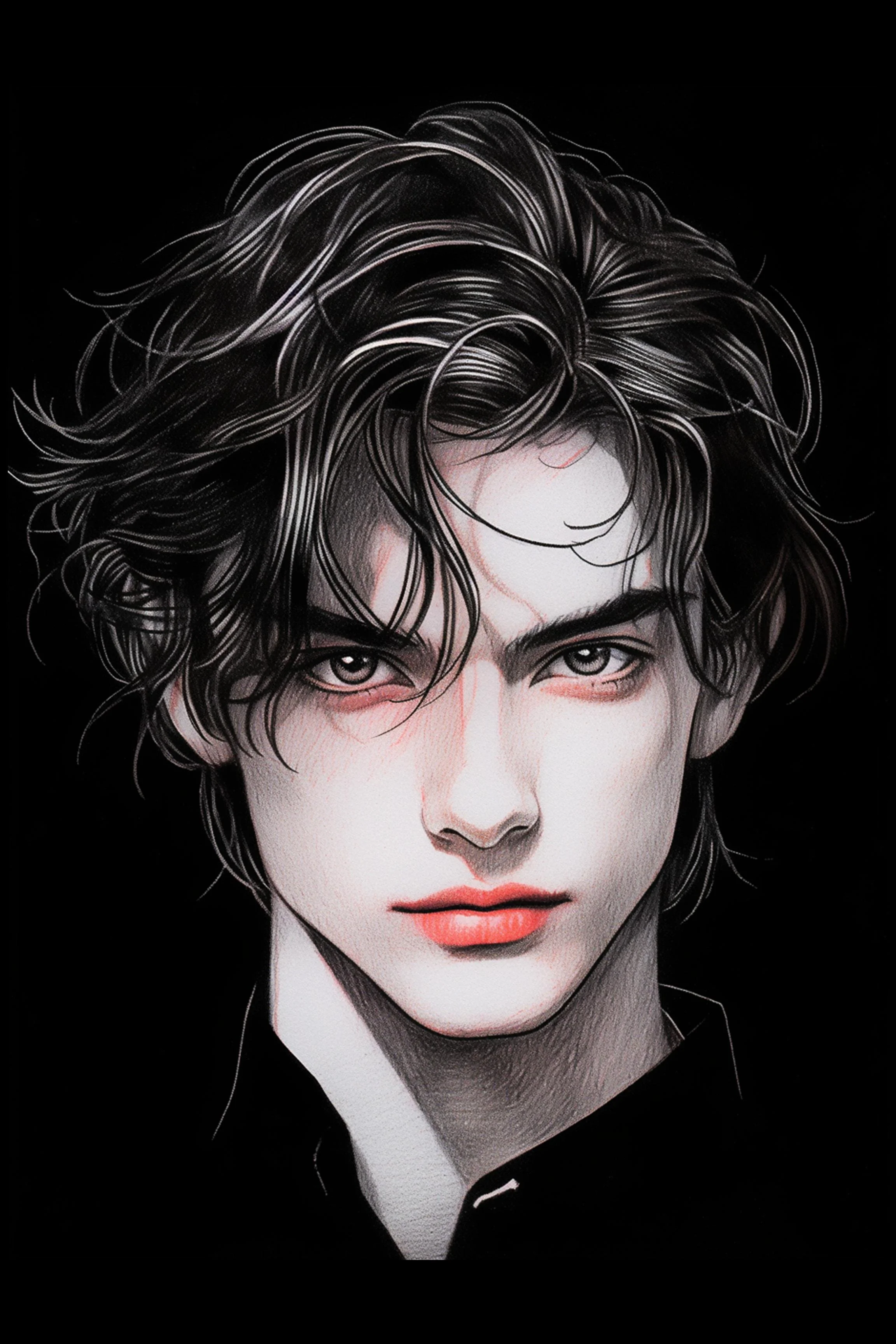 #64 Color Drawing Facial — Beauty, Style, and Expression in Every Detail.— 24H × 36 W Digital Art - MWS-CDF--0064