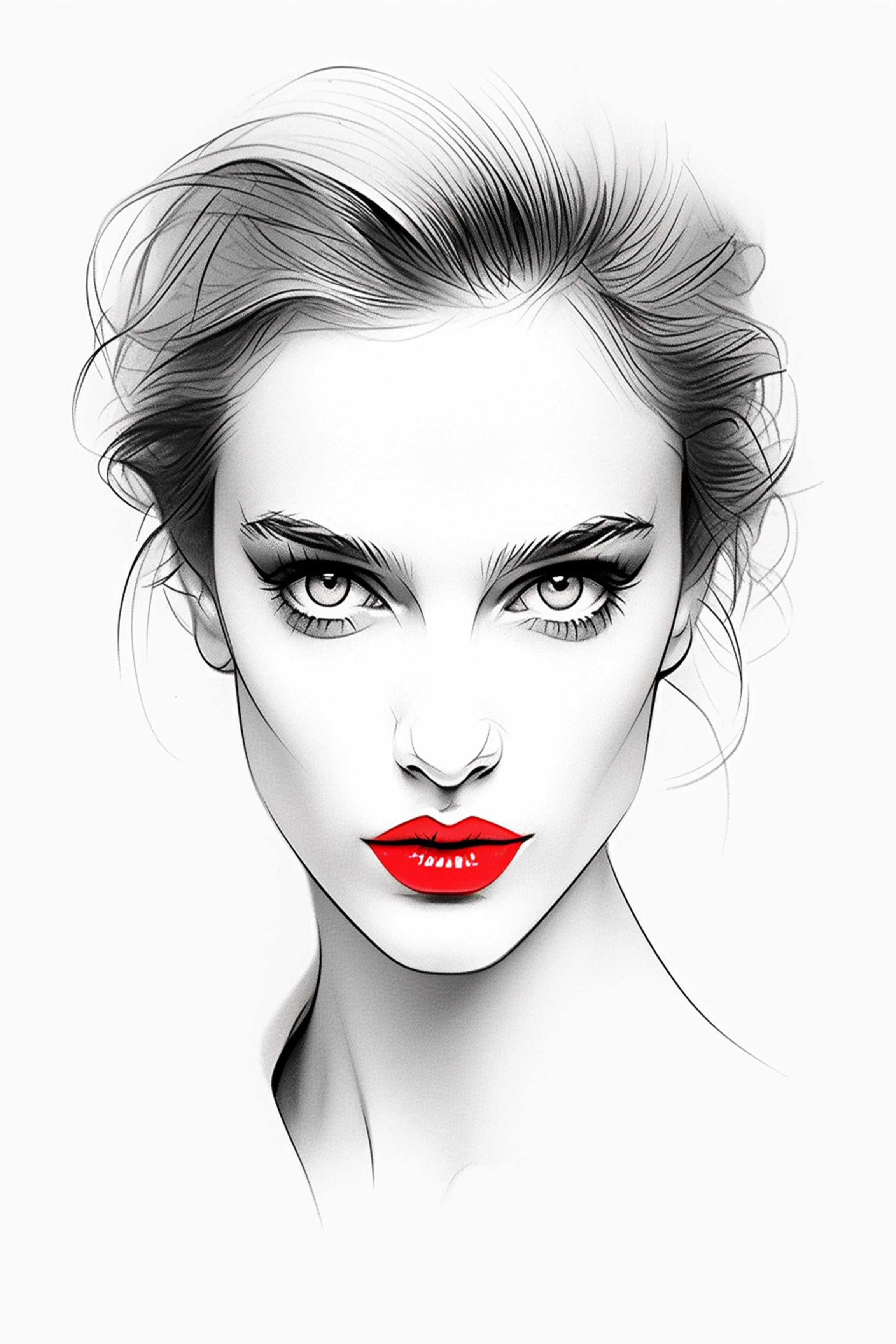 #160 Color Drawing Facial — Beauty, Style, and Expression in Every Detail.— 24H × 36 W Digital Art - MWS-CDF--0160