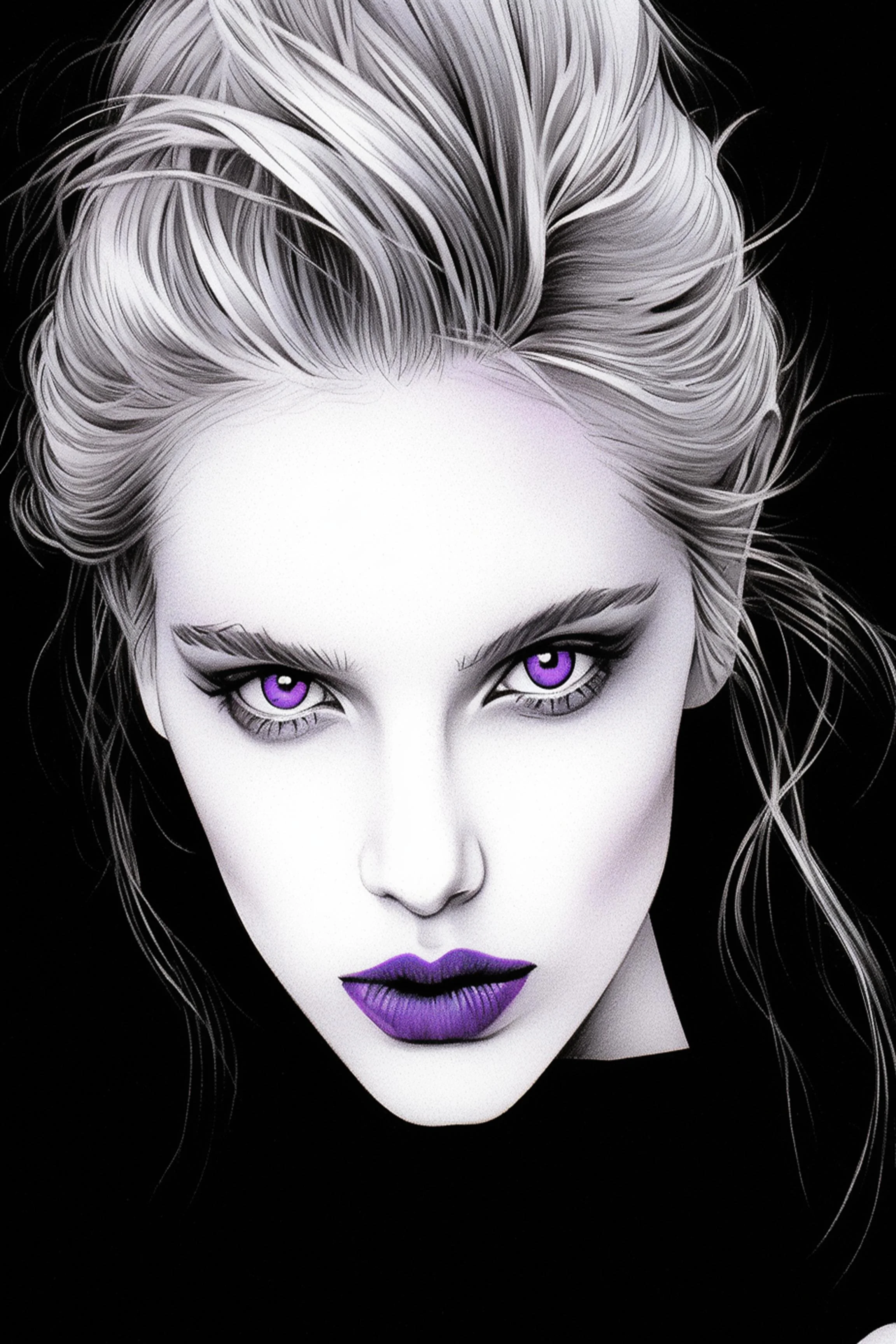 #141 Color Drawing Facial — Beauty, Style, and Expression in Every Detail.— 24H × 36 W Digital Art - MWS-CDF--0141