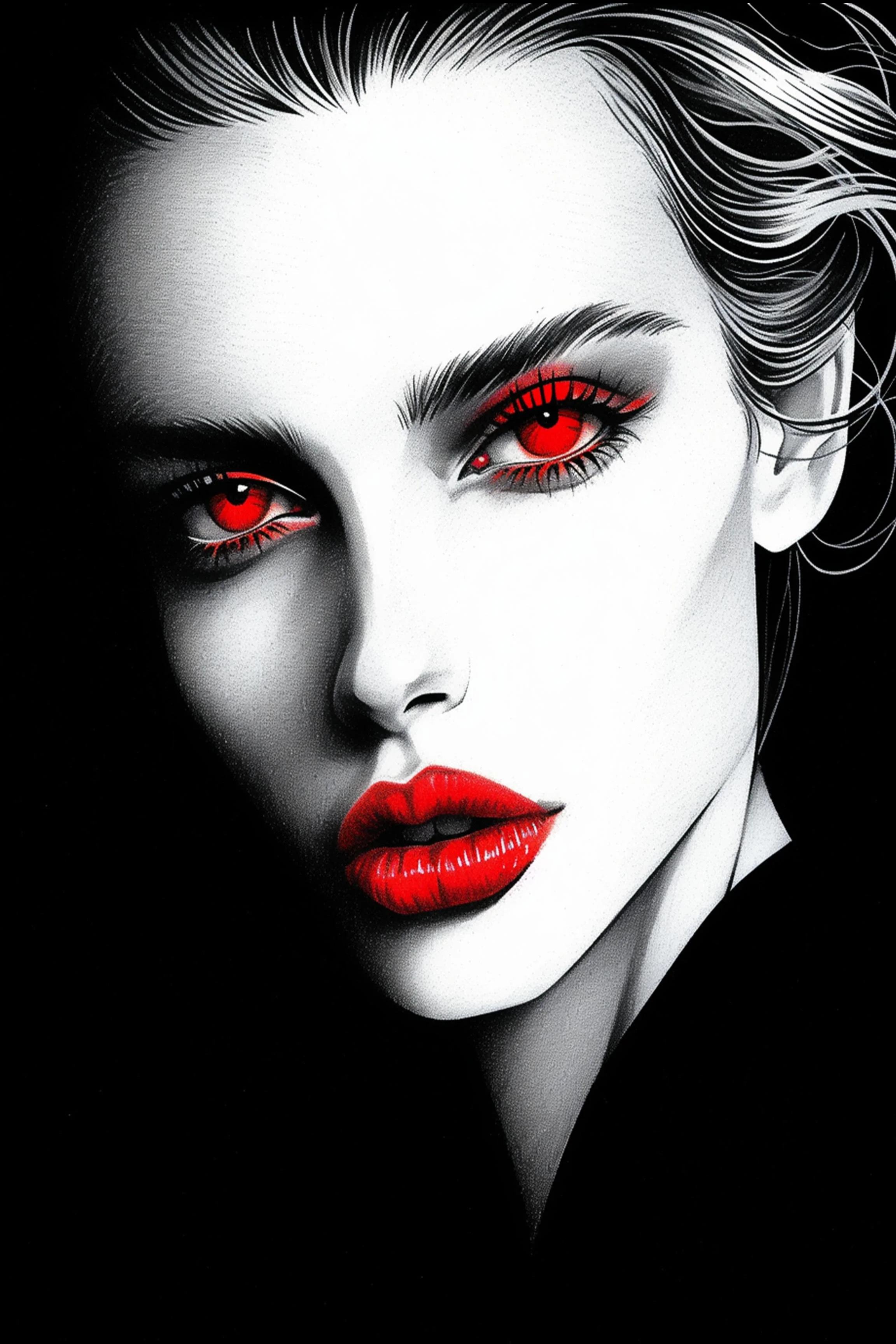 #167 Color Drawing Facial — Beauty, Style, and Expression in Every Detail.— 24H × 36 W Digital Art - MWS-CDF--0167