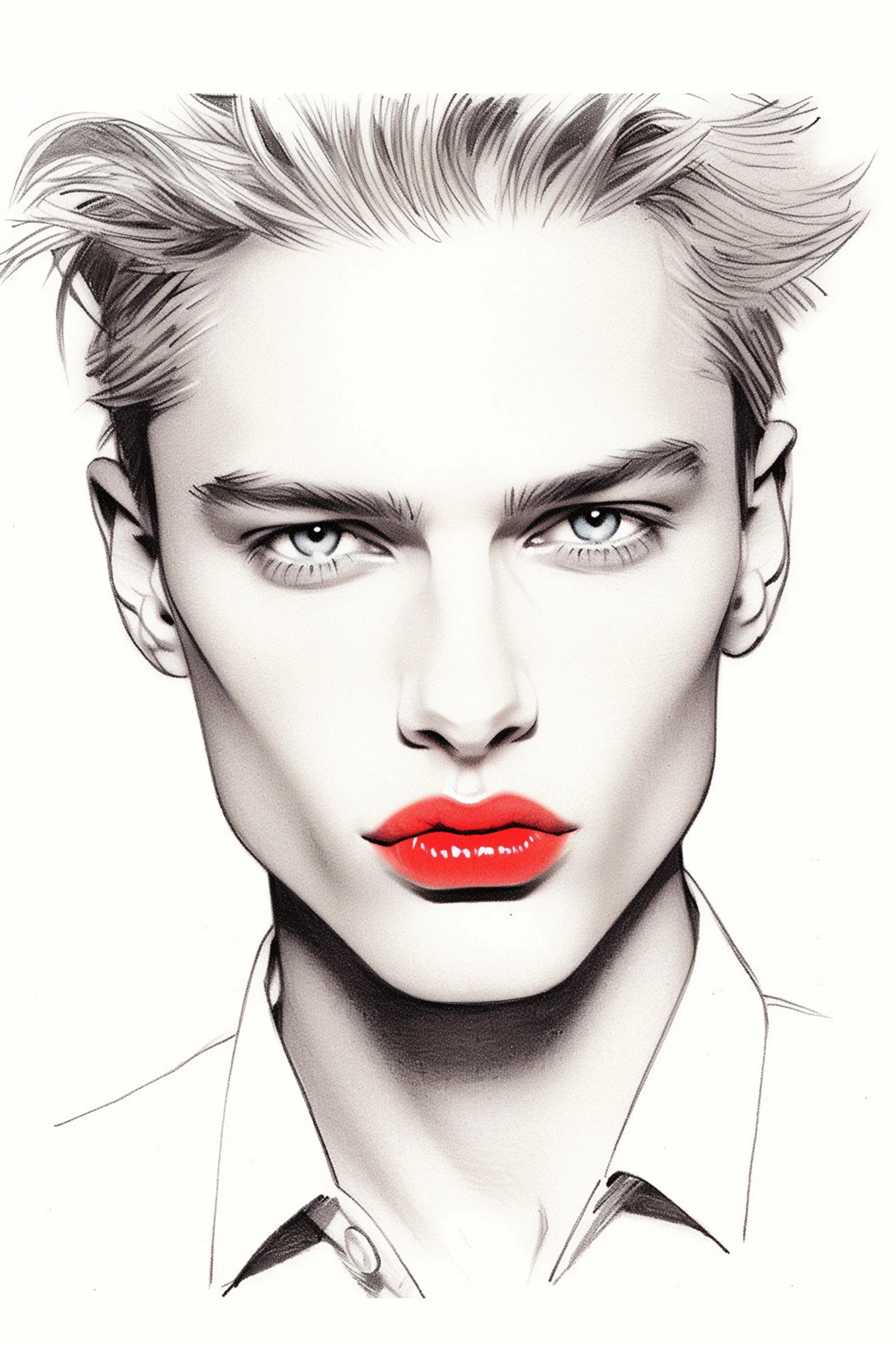 #26 Color Drawing Facial — Beauty, Style, and Expression in Every Detail.— 24H × 36 W Digital Art - MWS-CDF--0026