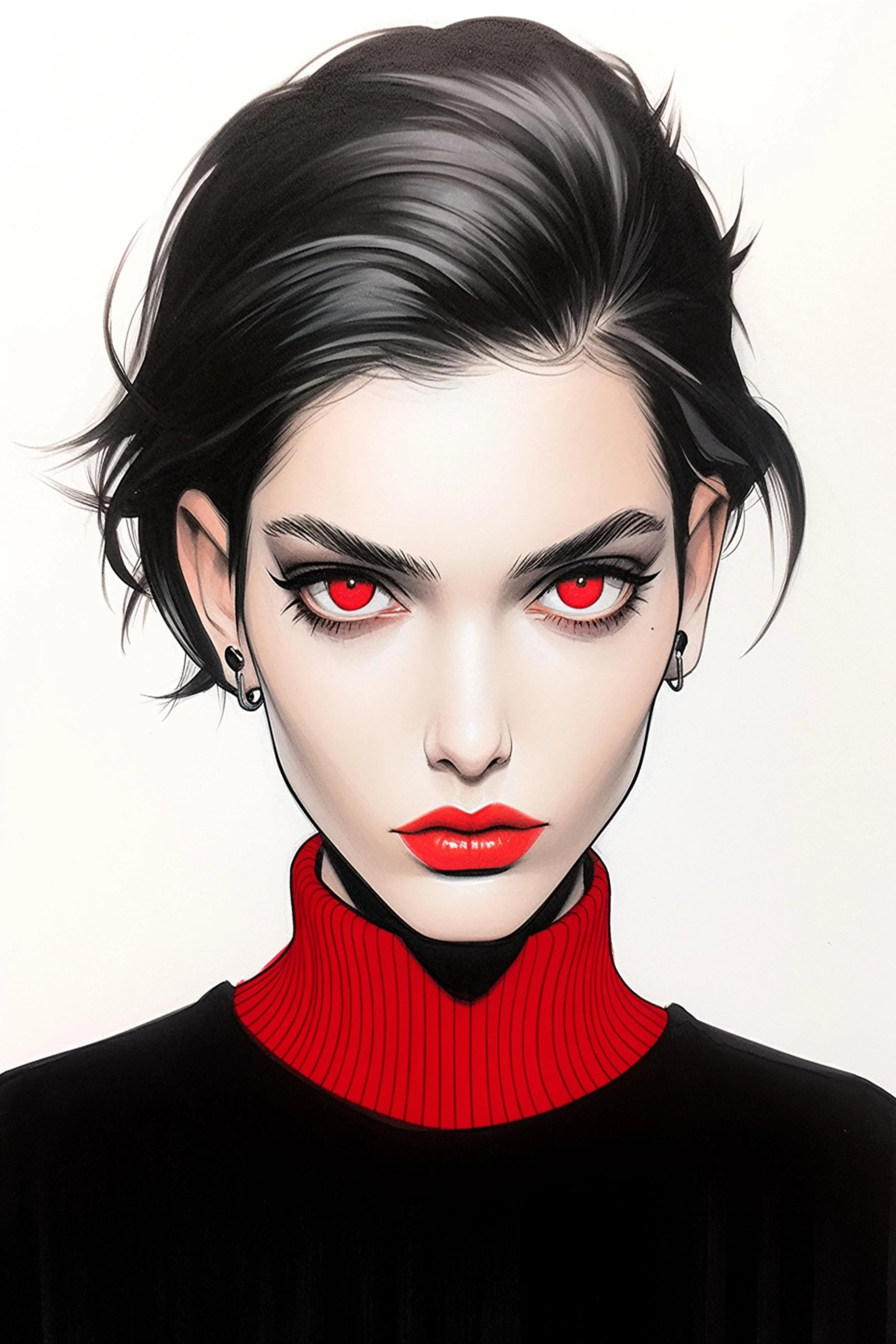 #128 Color Drawing Facial — Beauty, Style, and Expression in Every Detail.— 24H × 36 W Digital Art - MWS-CDF--0128