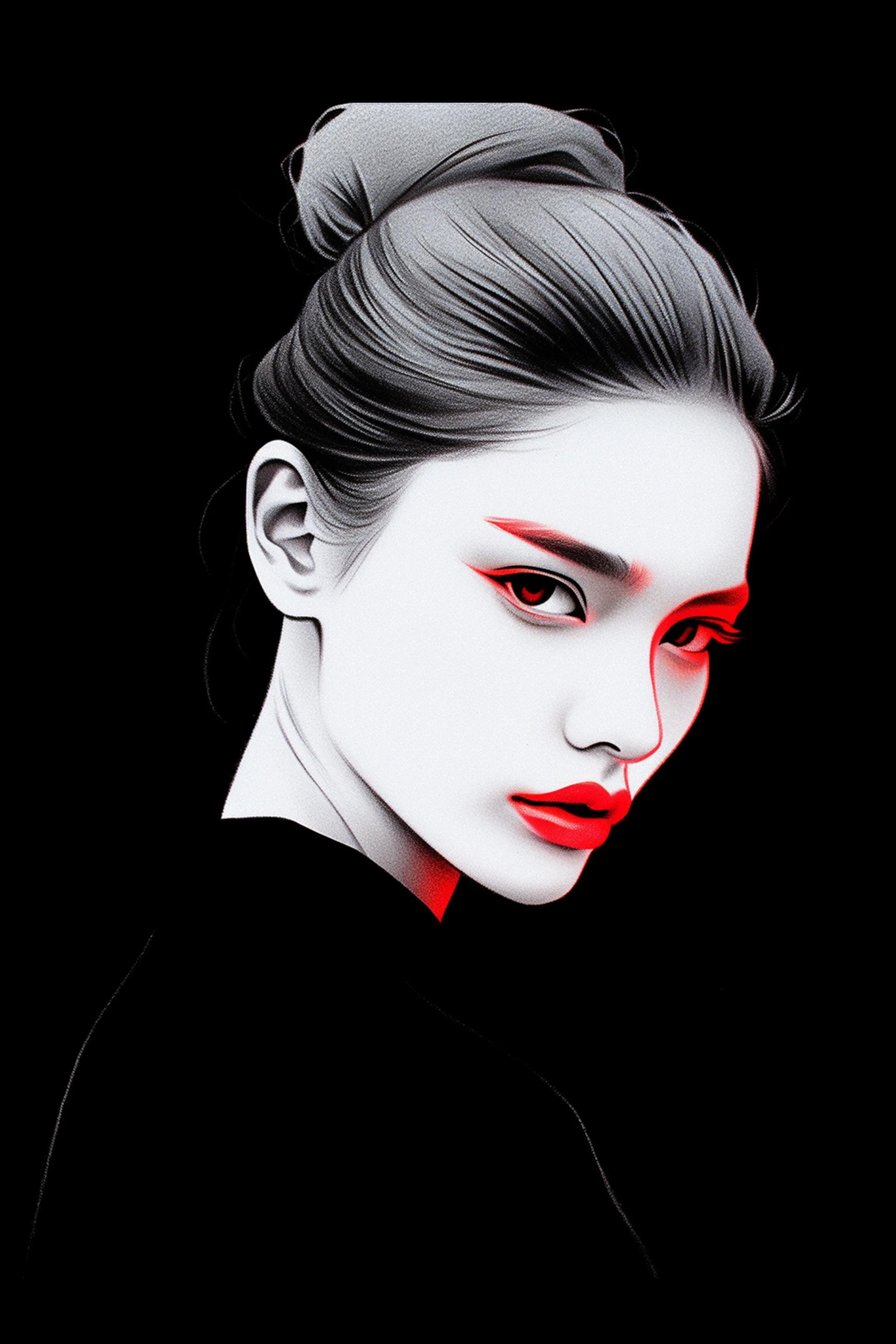 #52 Color Drawing Facial — Beauty, Style, and Expression in Every Detail.— 24H × 36 W Digital Art - MWS-CDF--0052