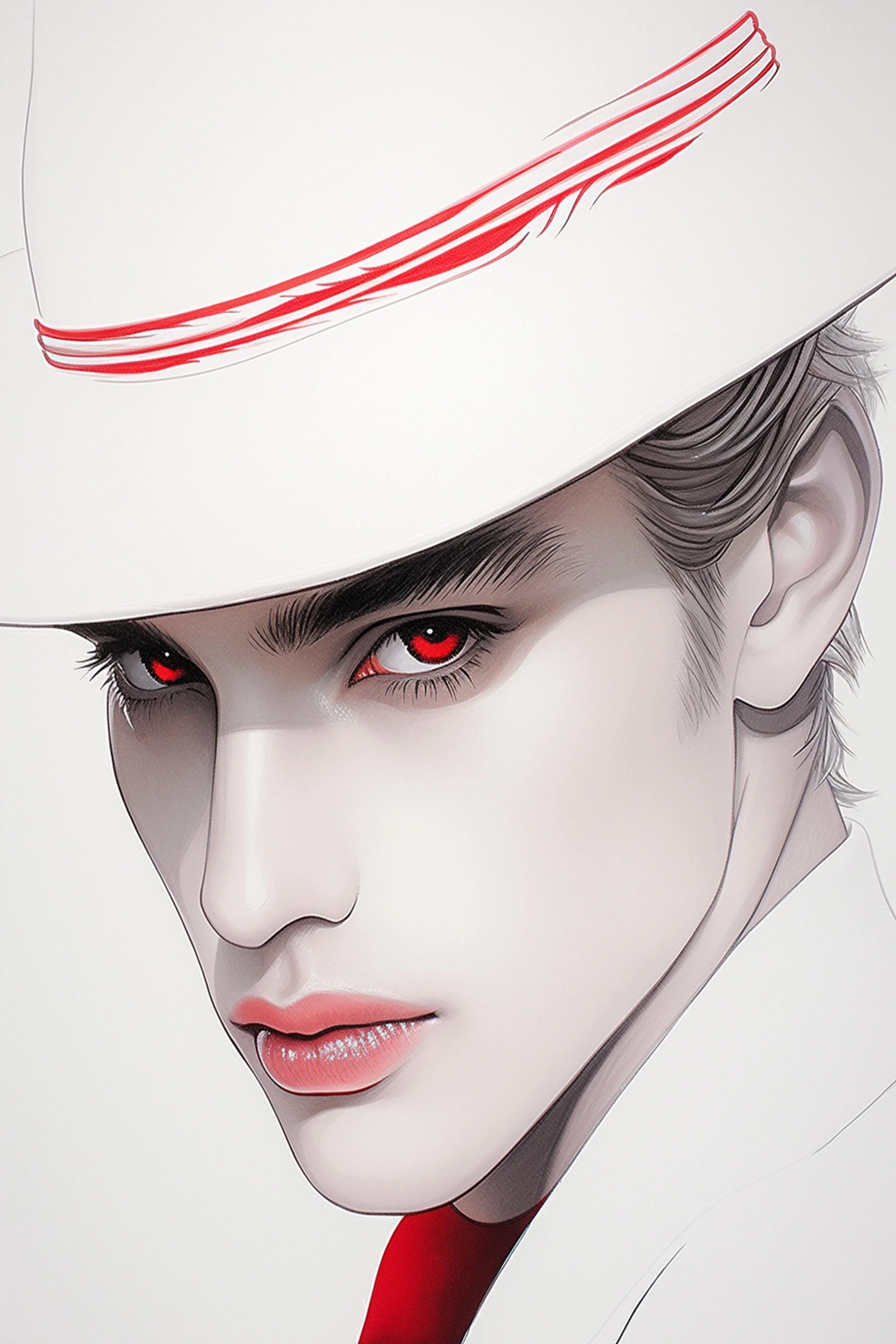 #181 Color Drawing Facial — Beauty, Style, and Expression in Every Detail.— 24H × 36 W Digital Art - MWS-CDF--0181