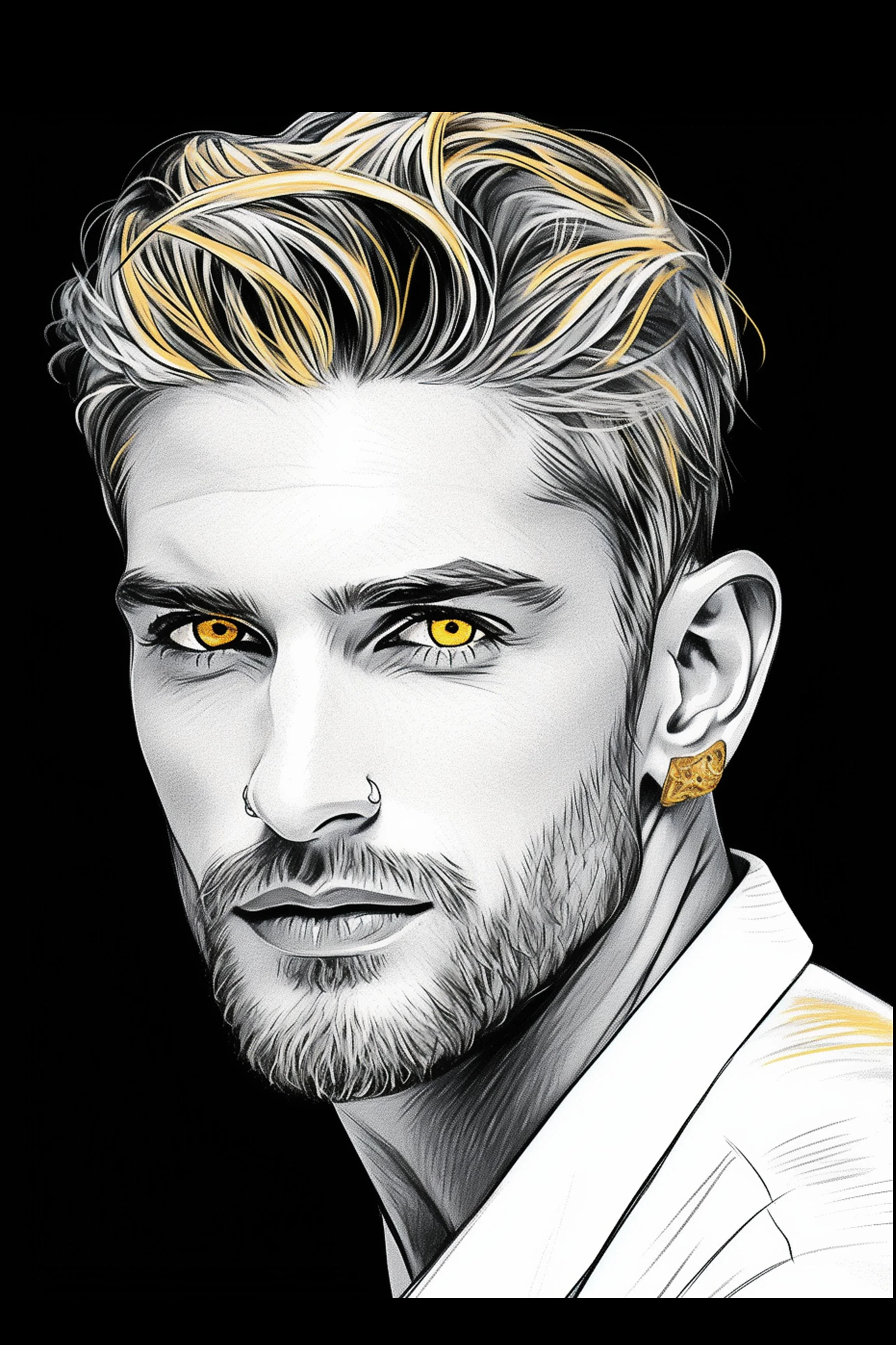 #28 Color Drawing Facial — Beauty, Style, and Expression in Every Detail.— 24H × 36 W Digital Art - MWS-CDF--0028