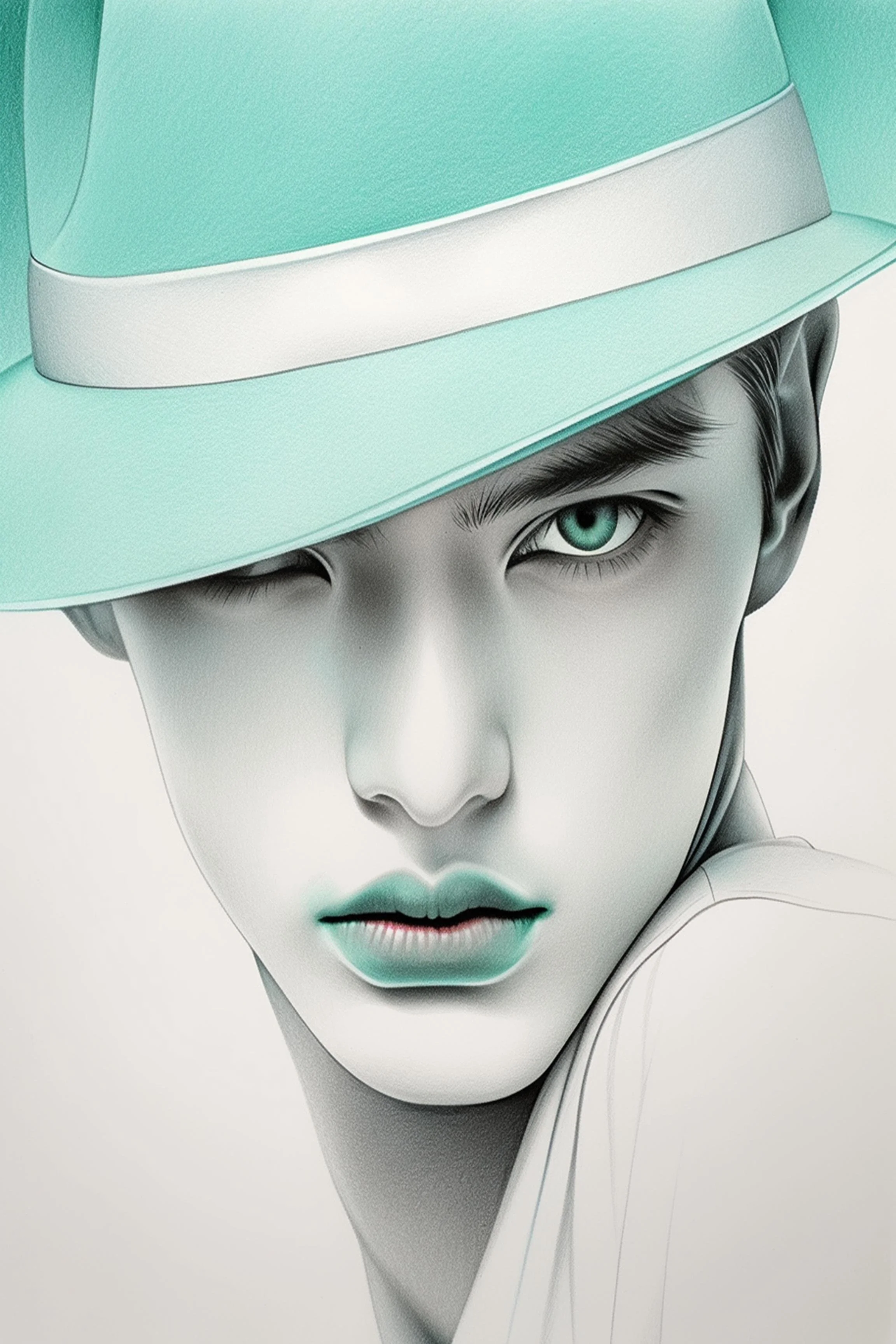 #194 Color Drawing Facial — Beauty, Style, and Expression in Every Detail.— 24H × 36 W Digital Art - MWS-CDF--0194