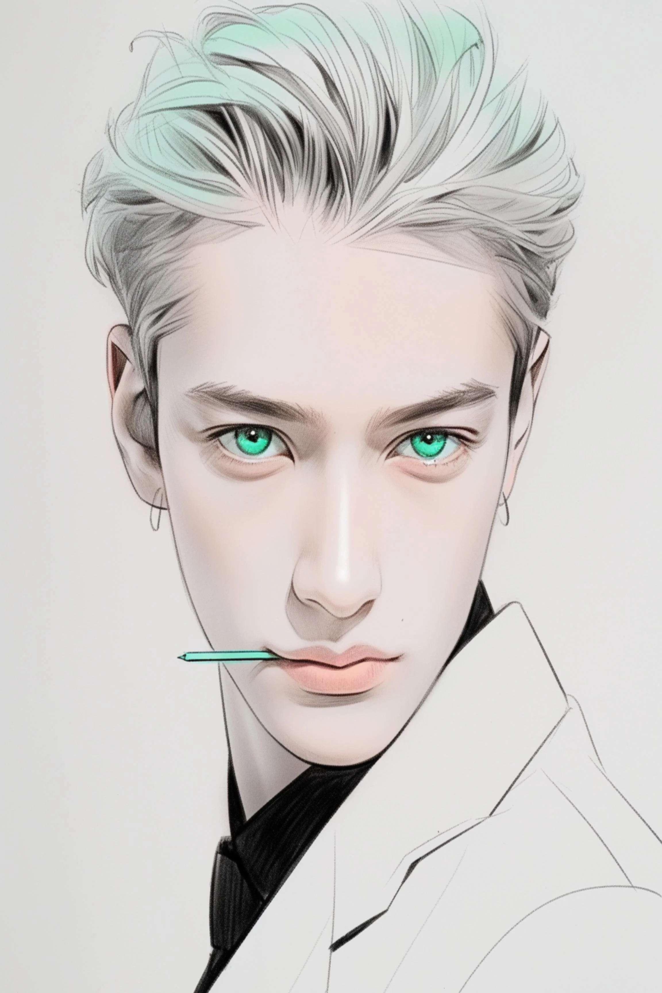 #191 Color Drawing Facial — Beauty, Style, and Expression in Every Detail.— 24H × 36 W Digital Art - MWS-CDF--0191