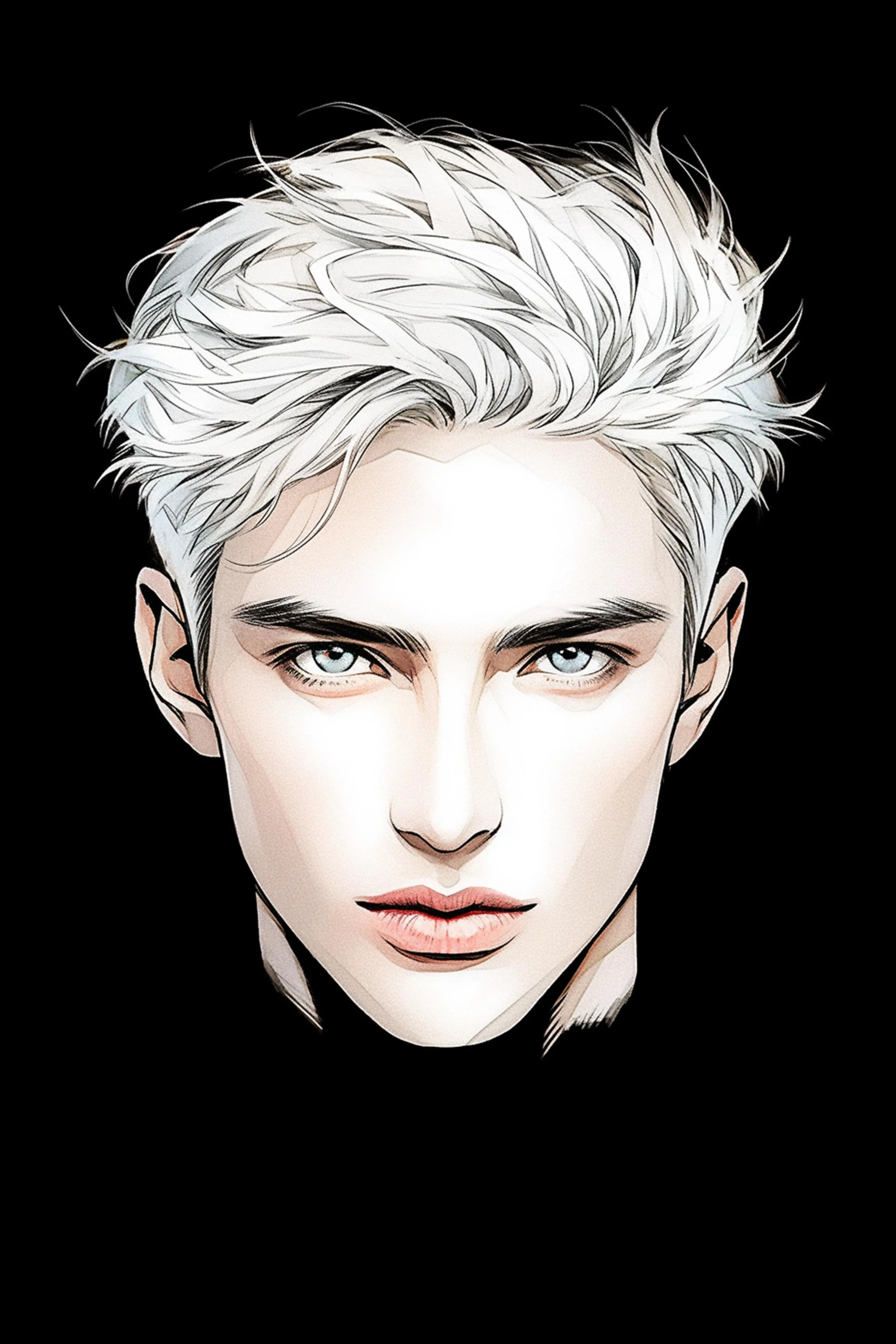 #16 Color Drawing Facial — Beauty, Style, and Expression in Every Detail.— 24H × 36 W Digital Art - MWS-CDF--0016