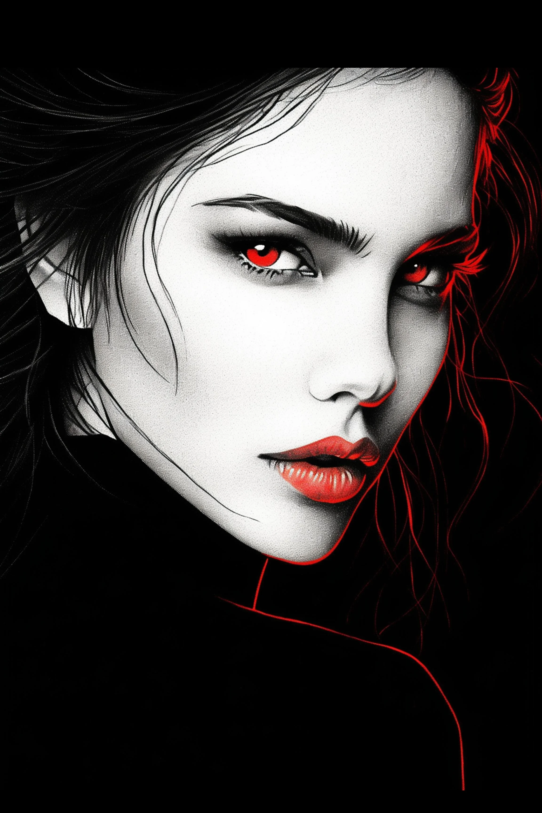 #56 Color Drawing Facial — Beauty, Style, and Expression in Every Detail.— 24H × 36 W Digital Art - MWS-CDF--0056