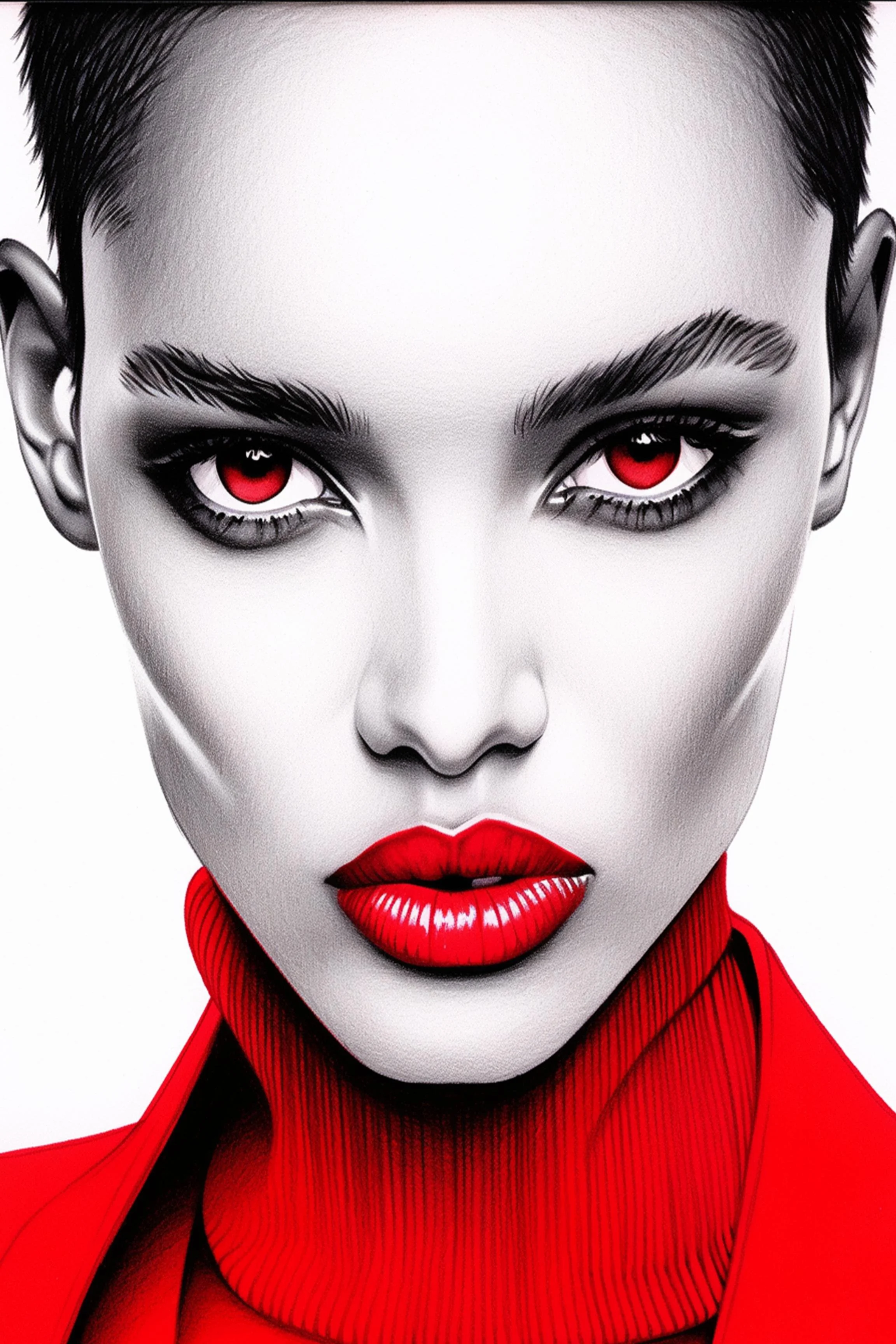 #22 Color Drawing Facial — Beauty, Style, and Expression in Every Detail.— 24H × 36 W Digital Art - MWS-CDF--0022