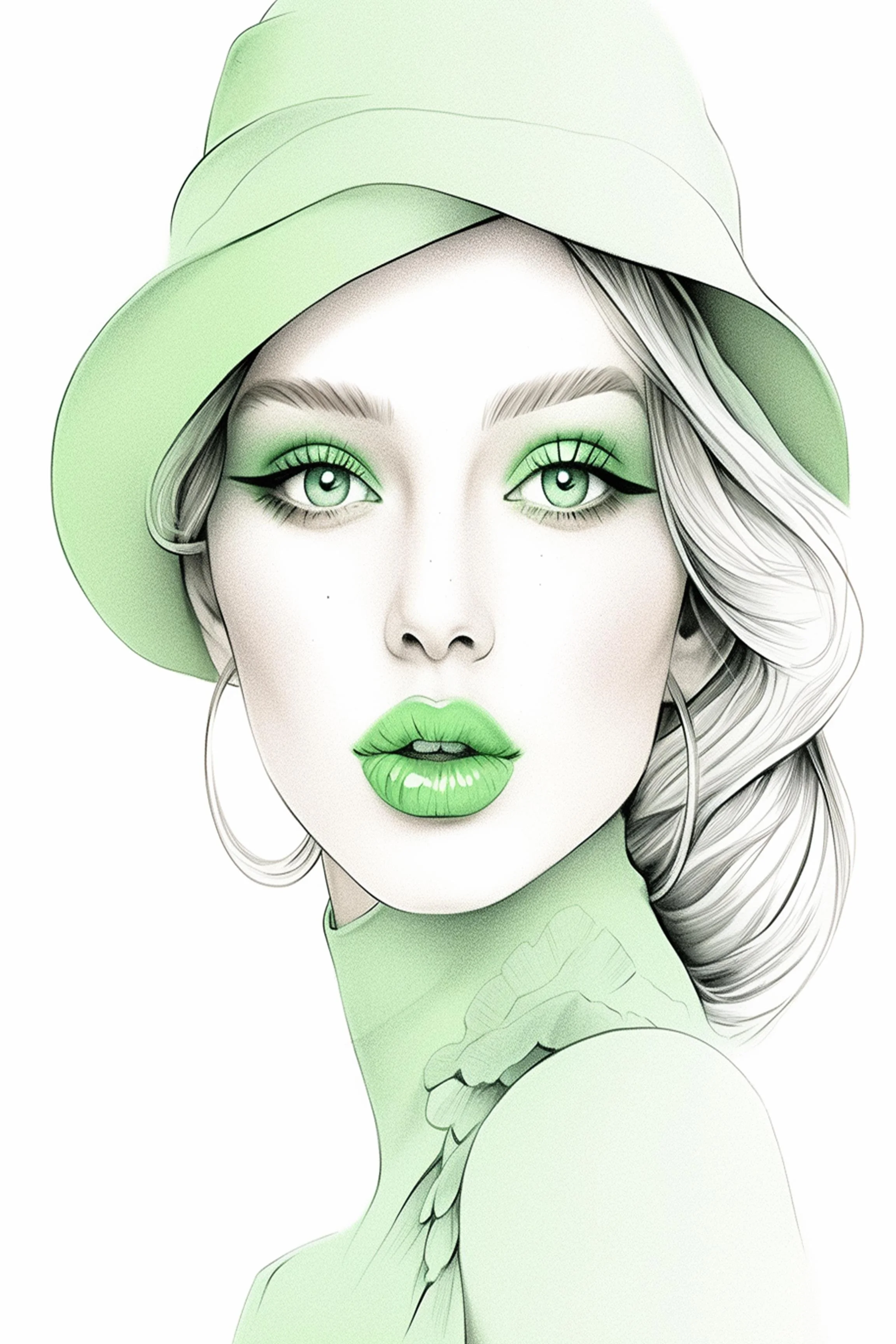 #108 Color Drawing Facial — Beauty, Style, and Expression in Every Detail.— 24H × 36 W Digital Art - MWS-CDF--0108