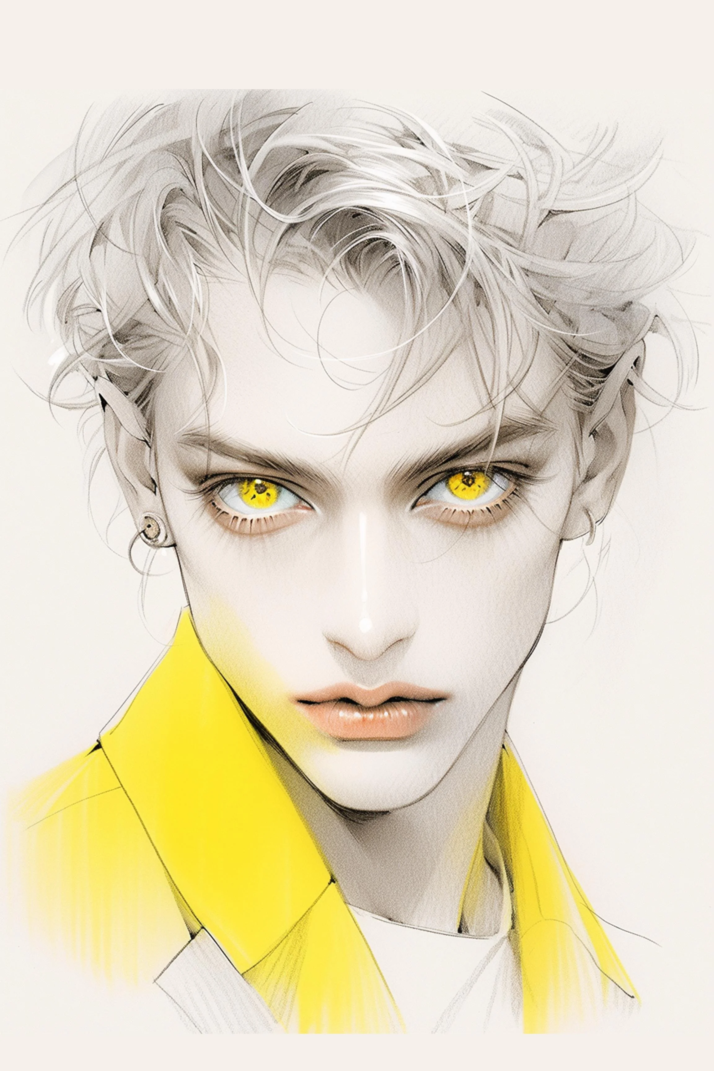 #37 Color Drawing Facial — Beauty, Style, and Expression in Every Detail.— 24H × 36 W Digital Art - MWS-CDF--0037