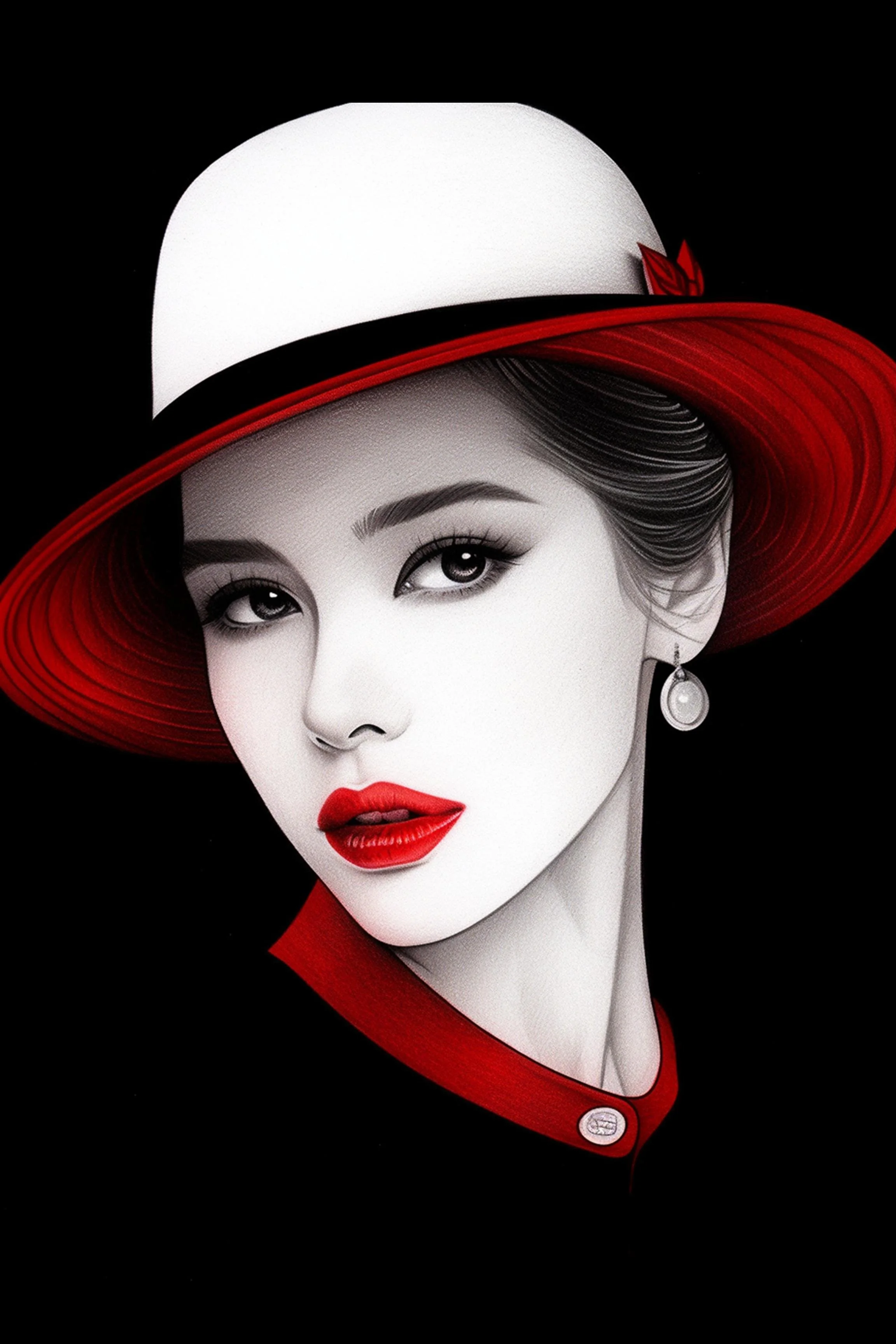 #69 Color Drawing Facial — Beauty, Style, and Expression in Every Detail.— 24H × 36 W Digital Art - MWS-CDF--0069