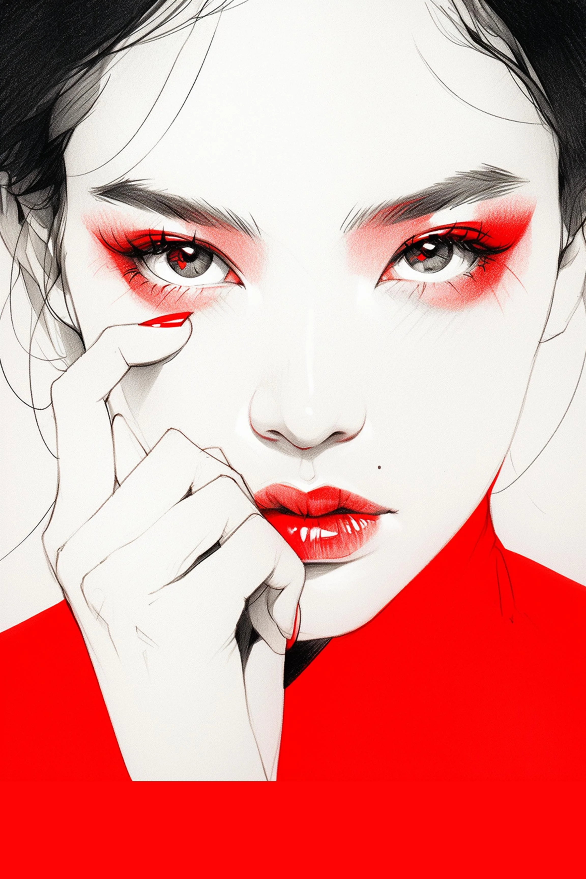 #59 Color Drawing Facial — Beauty, Style, and Expression in Every Detail.— 24H × 36 W Digital Art - MWS-CDF--0059
