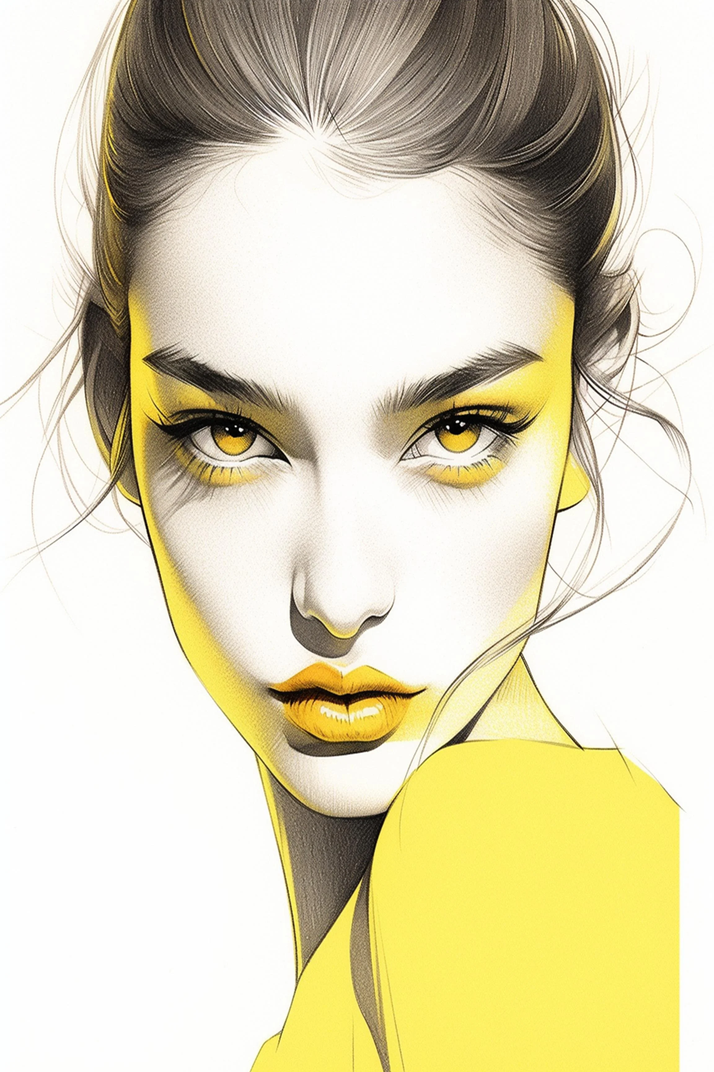#97 Color Drawing Facial — Beauty, Style, and Expression in Every Detail.— 24H × 36 W Digital Art - MWS-CDF--0097