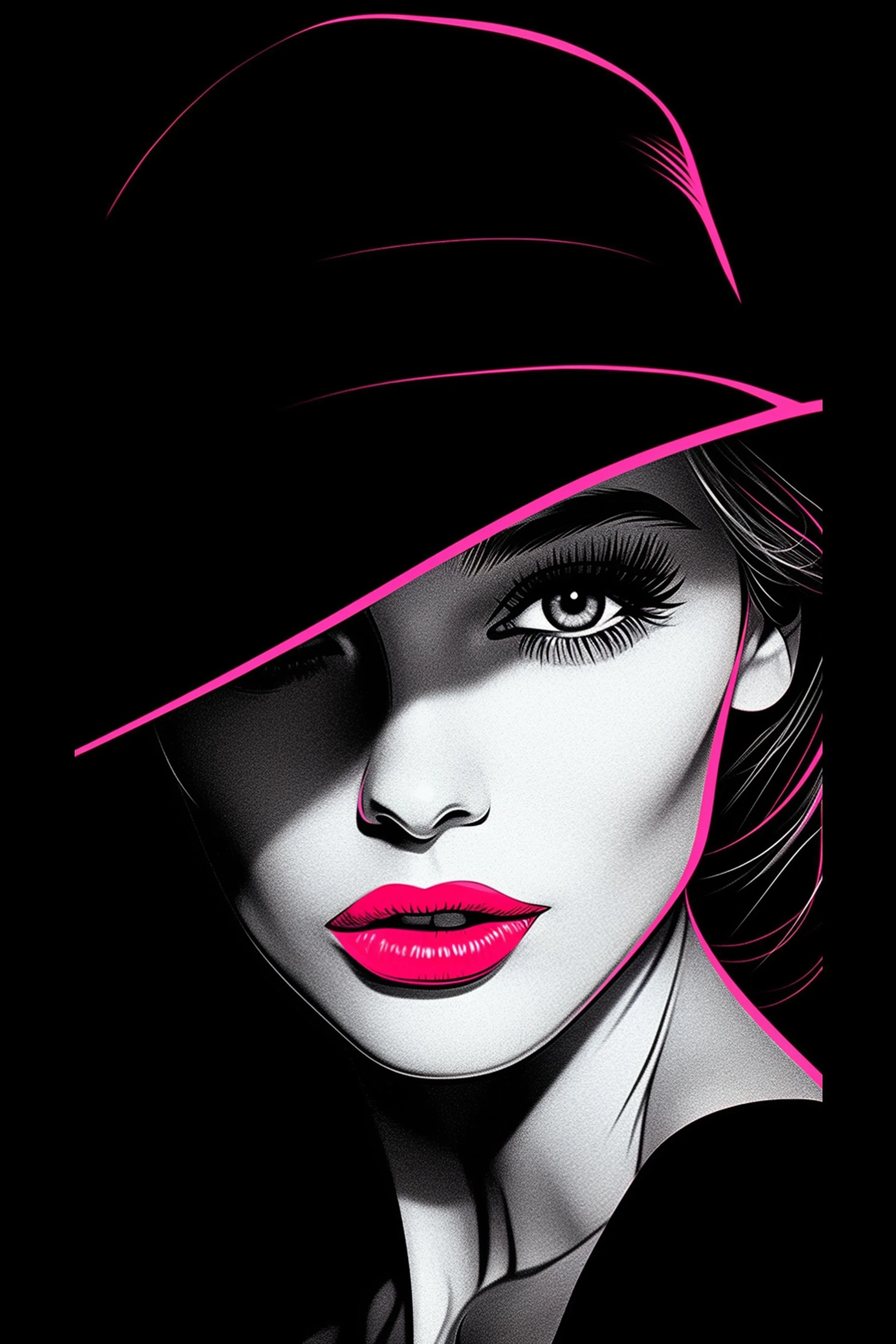 #15 Color Drawing Facial — Beauty, Style, and Expression in Every Detail.— 24H × 36 W Digital Art - MWS-CDF--0015