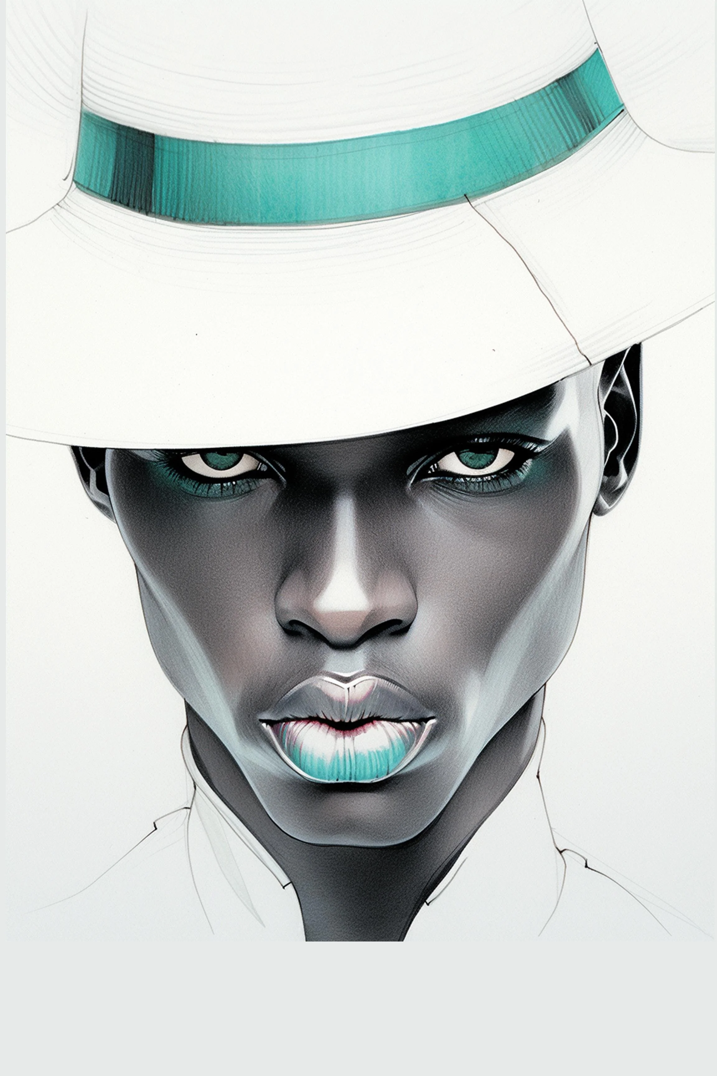 #23 Color Drawing Facial — Beauty, Style, and Expression in Every Detail.— 24H × 36 W Digital Art - MWS-CDF--0023