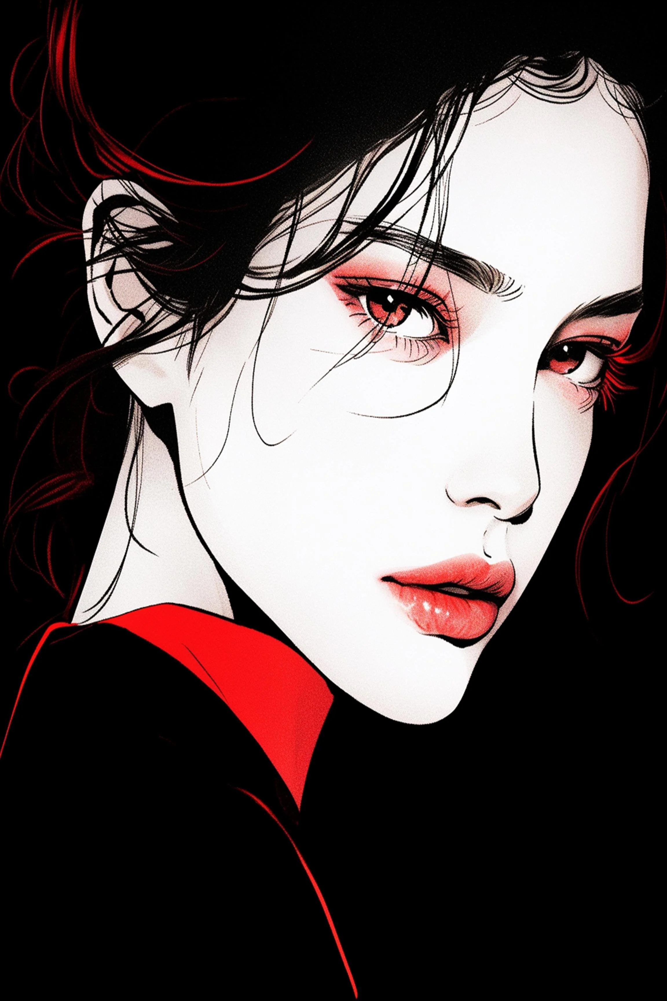 #86 Color Drawing Facial — Beauty, Style, and Expression in Every Detail.— 24H × 36 W Digital Art - MWS-CDF--0086