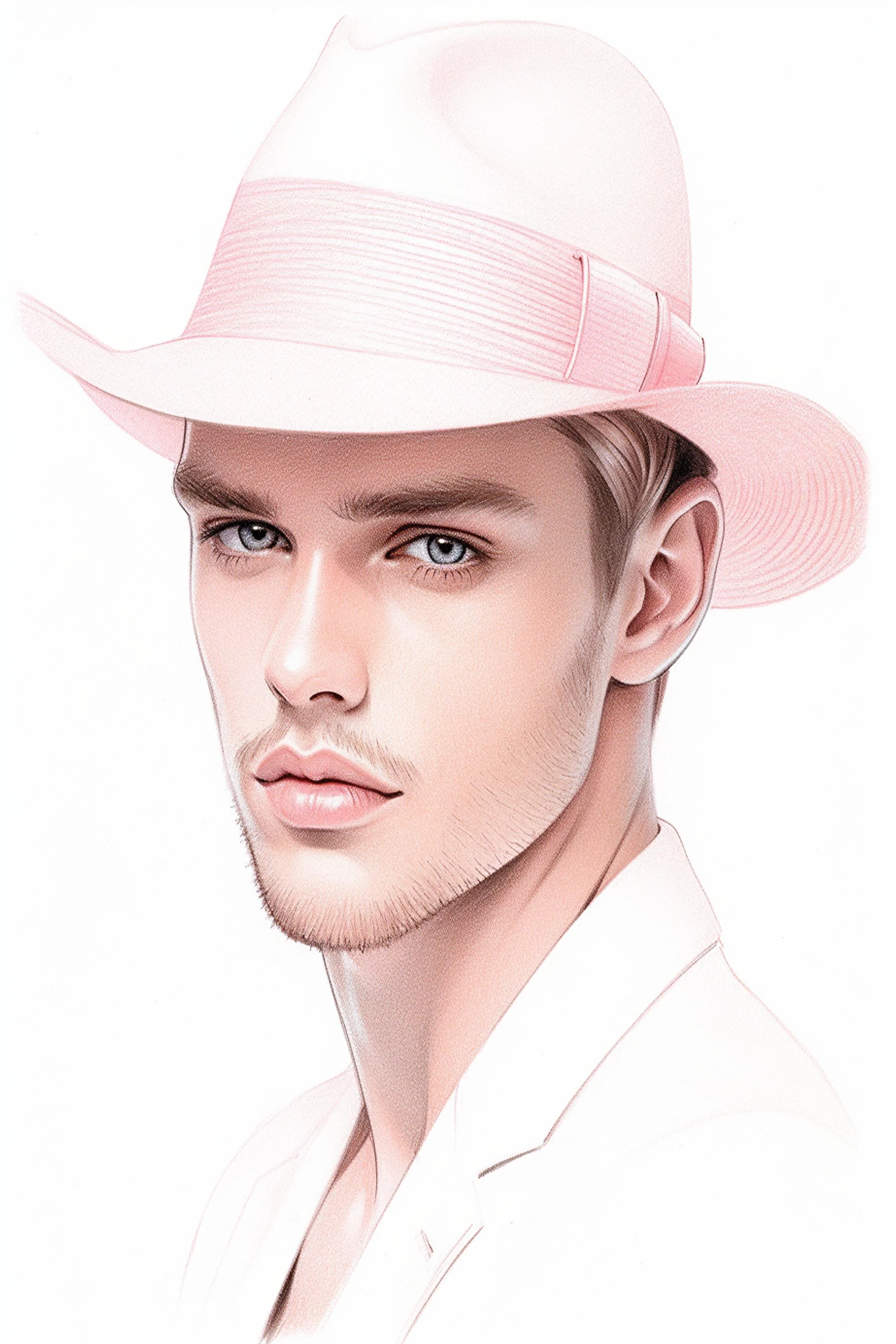 #129 Color Drawing Facial — Beauty, Style, and Expression in Every Detail.— 24H × 36 W Digital Art - MWS-CDF--0129
