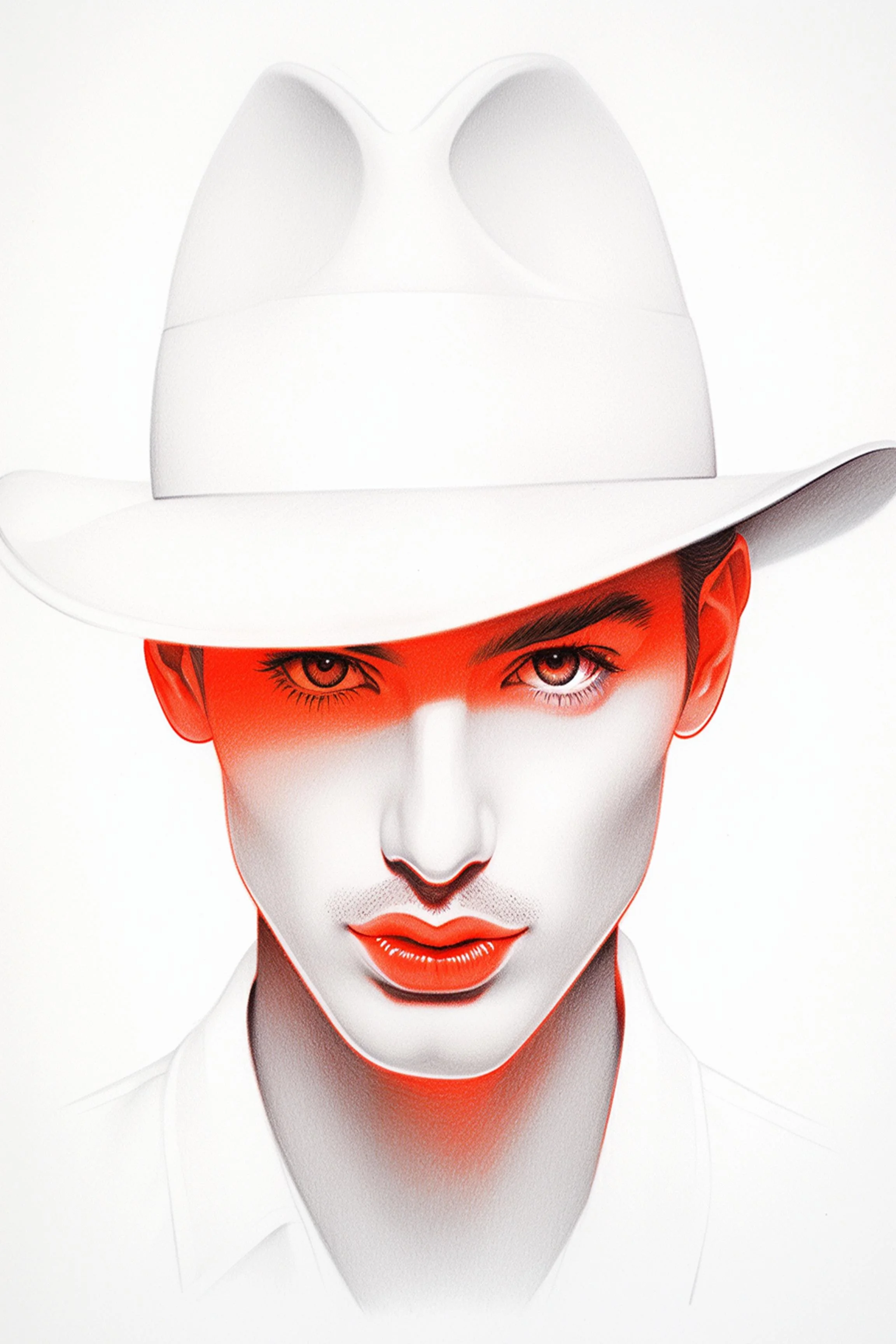 #42 Color Drawing Facial — Beauty, Style, and Expression in Every Detail.— 24H × 36 W Digital Art - MWS-CDF--0042