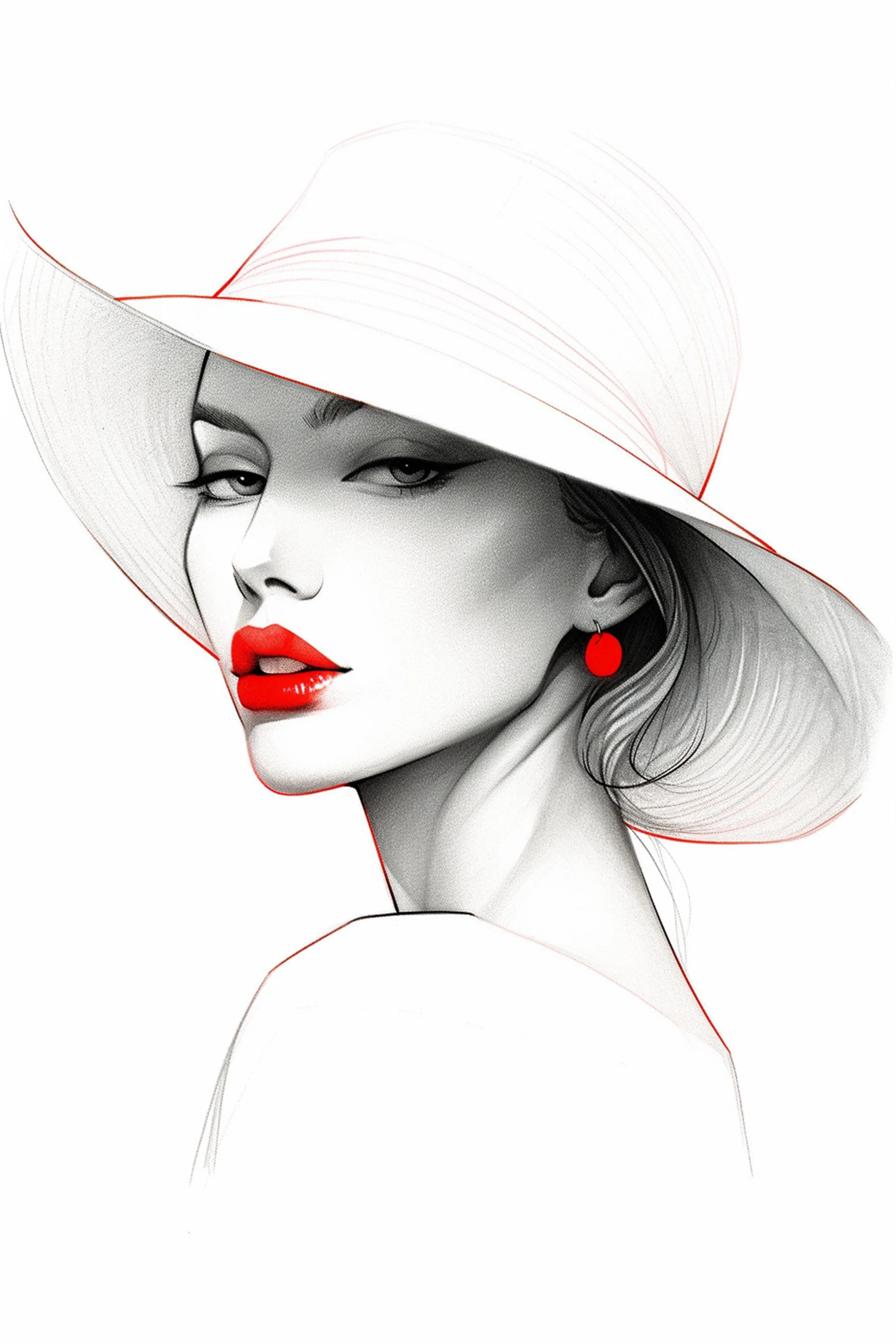 #67 Color Drawing Facial — Beauty, Style, and Expression in Every Detail.— 24H × 36 W Digital Art - MWS-CDF--0067