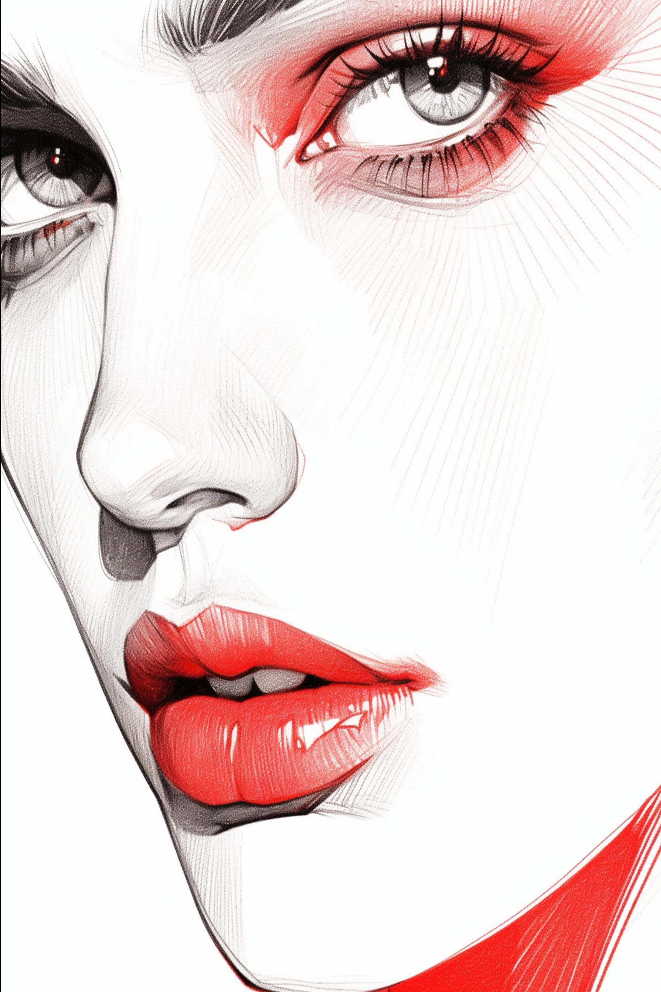#180 Color Drawing Facial — Beauty, Style, and Expression in Every Detail.— 24H × 36 W Digital Art - MWS-CDF--0180