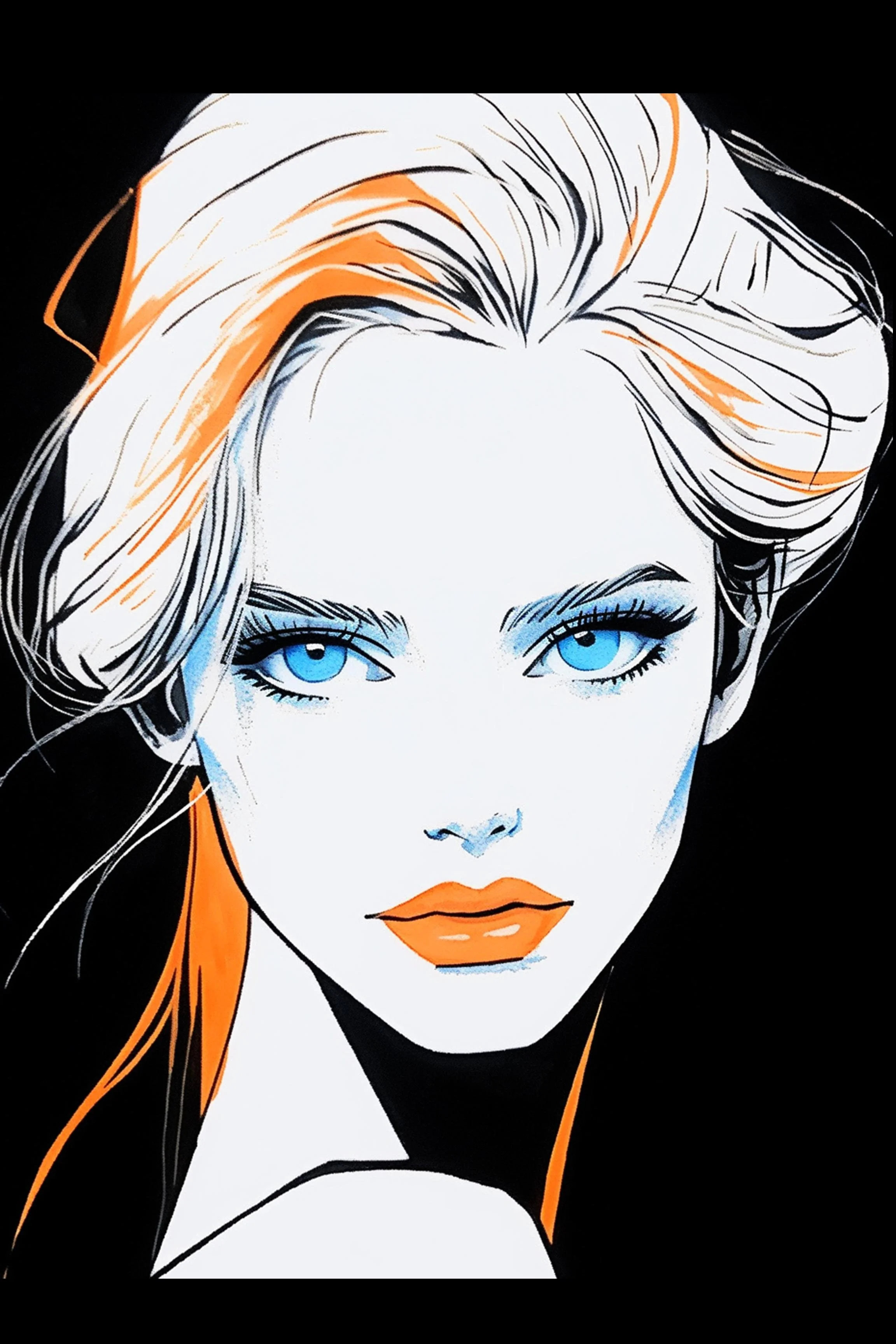 #14 Color Drawing Facial — Beauty, Style, and Expression in Every Detail.— 24H × 36 W Digital Art - MWS-CDF--0014