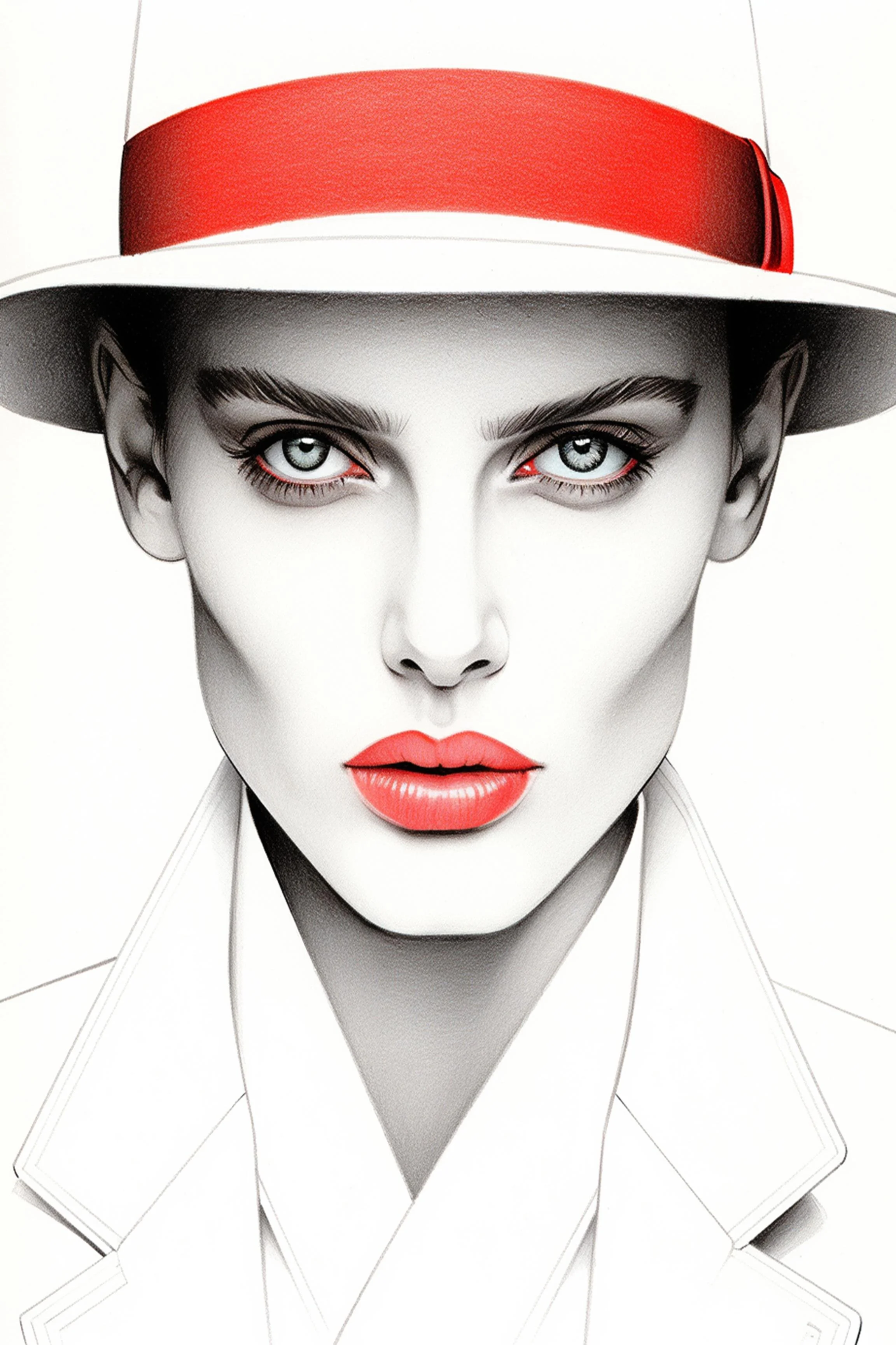 #115 Color Drawing Facial — Beauty, Style, and Expression in Every Detail.— 24H × 36 W Digital Art - MWS-CDF--0115