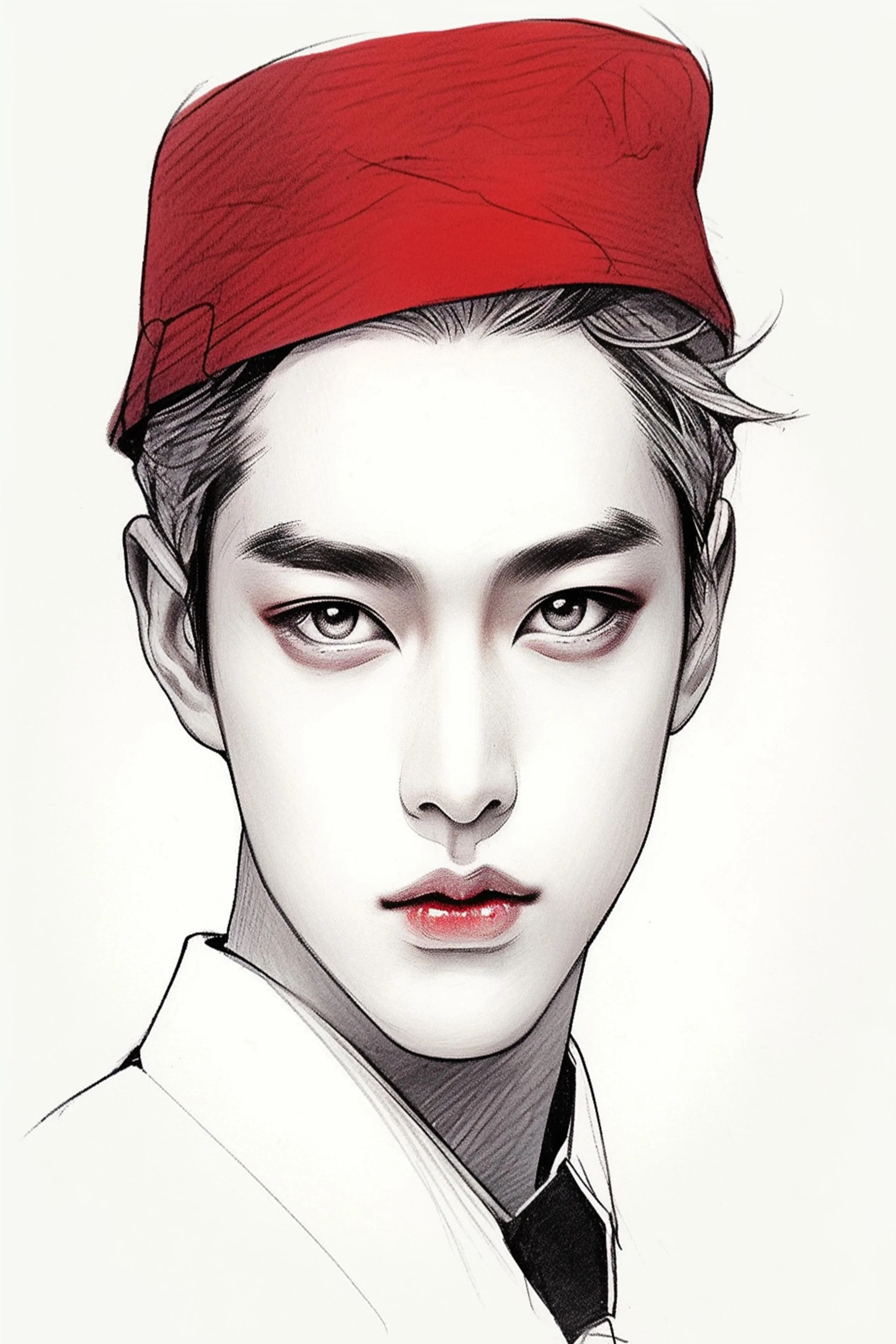 #168 Color Drawing Facial — Beauty, Style, and Expression in Every Detail.— 24H × 36 W Digital Art - MWS-CDF--0168