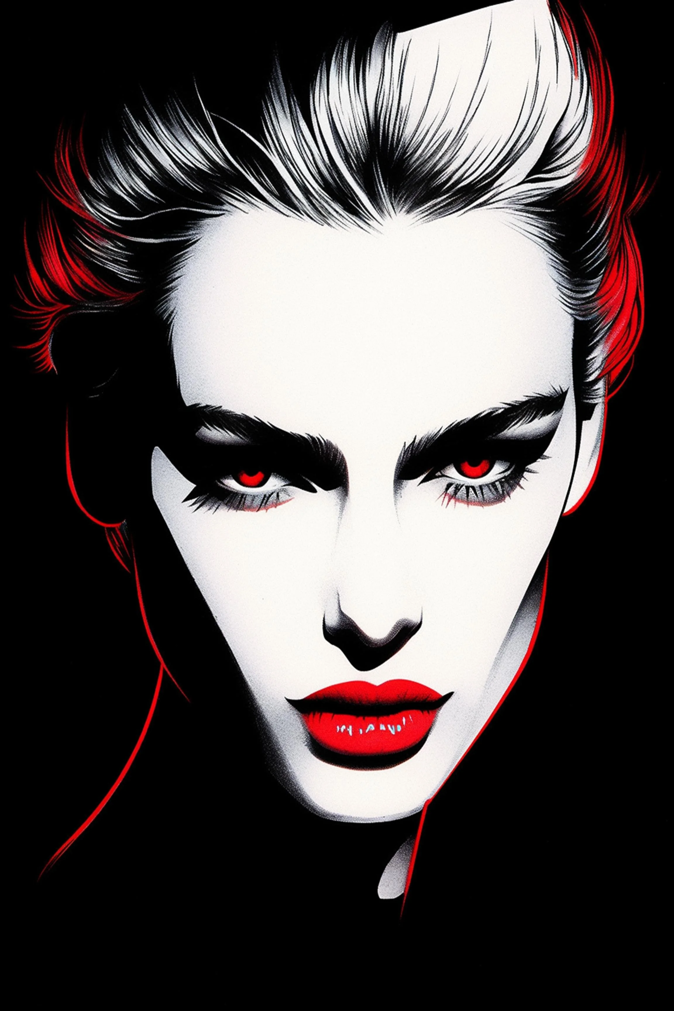 #166 Color Drawing Facial — Beauty, Style, and Expression in Every Detail.— 24H × 36 W Digital Art - MWS-CDF--0166