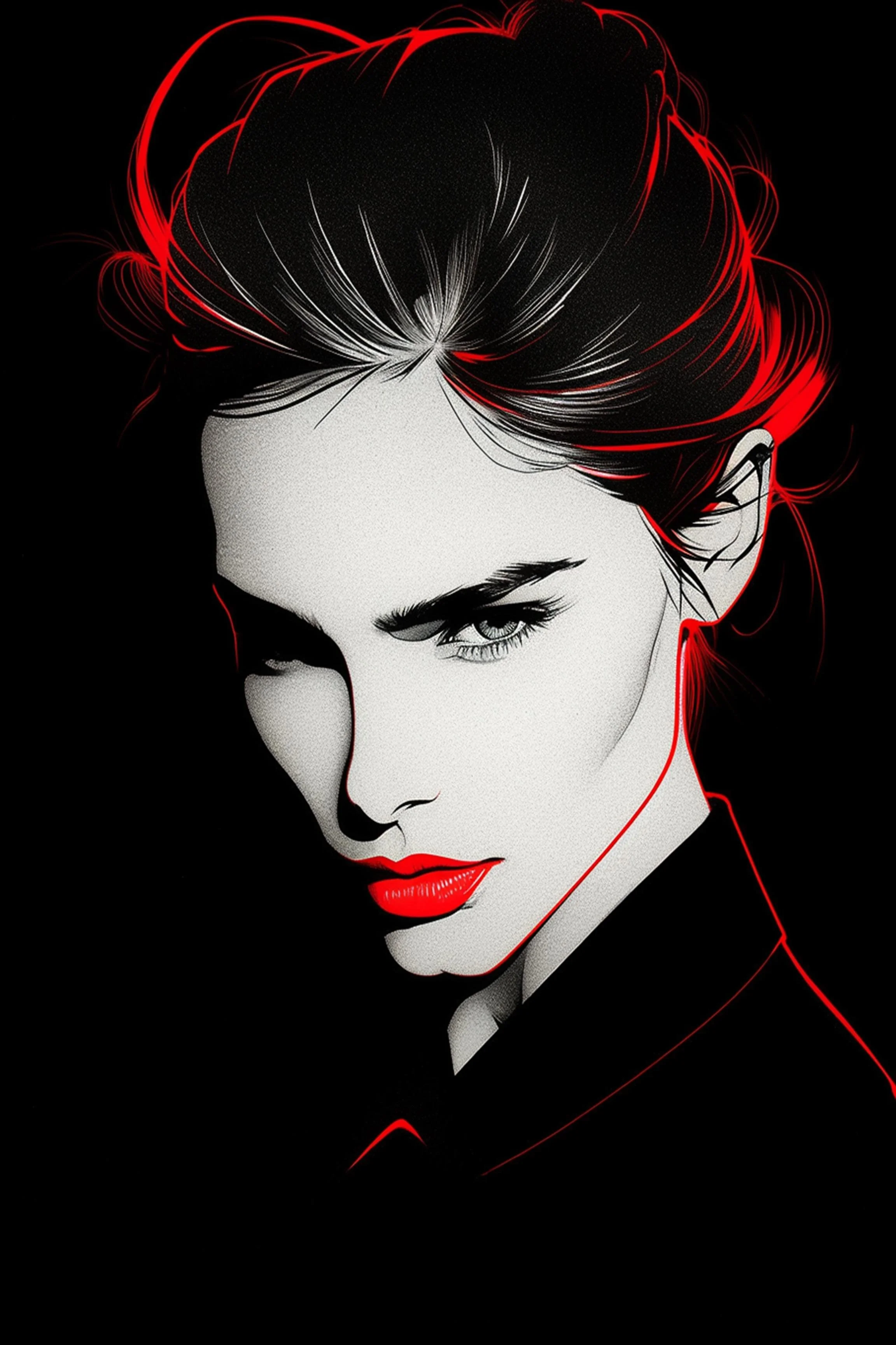 #94 Color Drawing Facial — Beauty, Style, and Expression in Every Detail.— 24H × 36 W Digital Art - MWS-CDF--0094