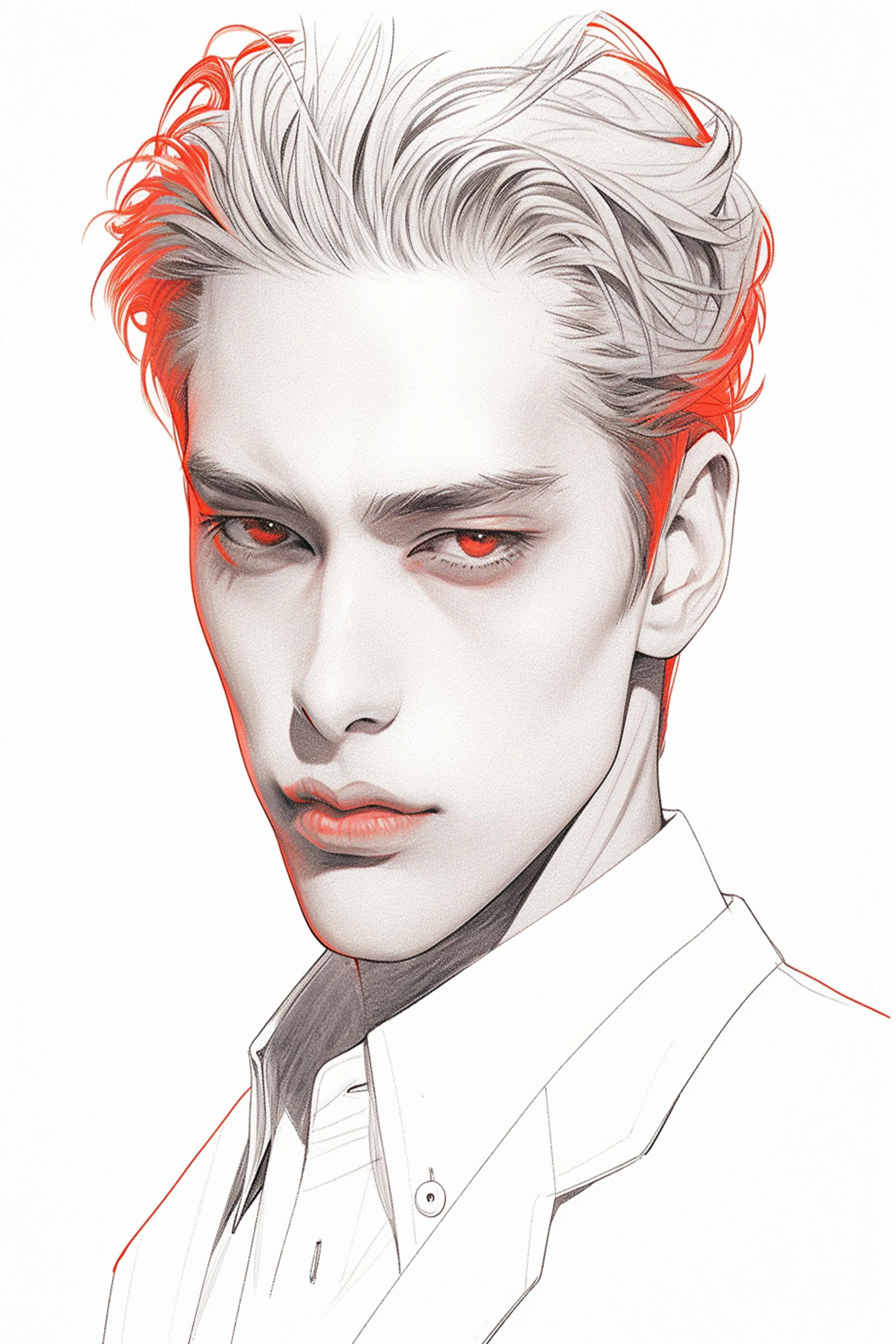 #175 Color Drawing Facial — Beauty, Style, and Expression in Every Detail.— 24H × 36 W Digital Art - MWS-CDF--0175