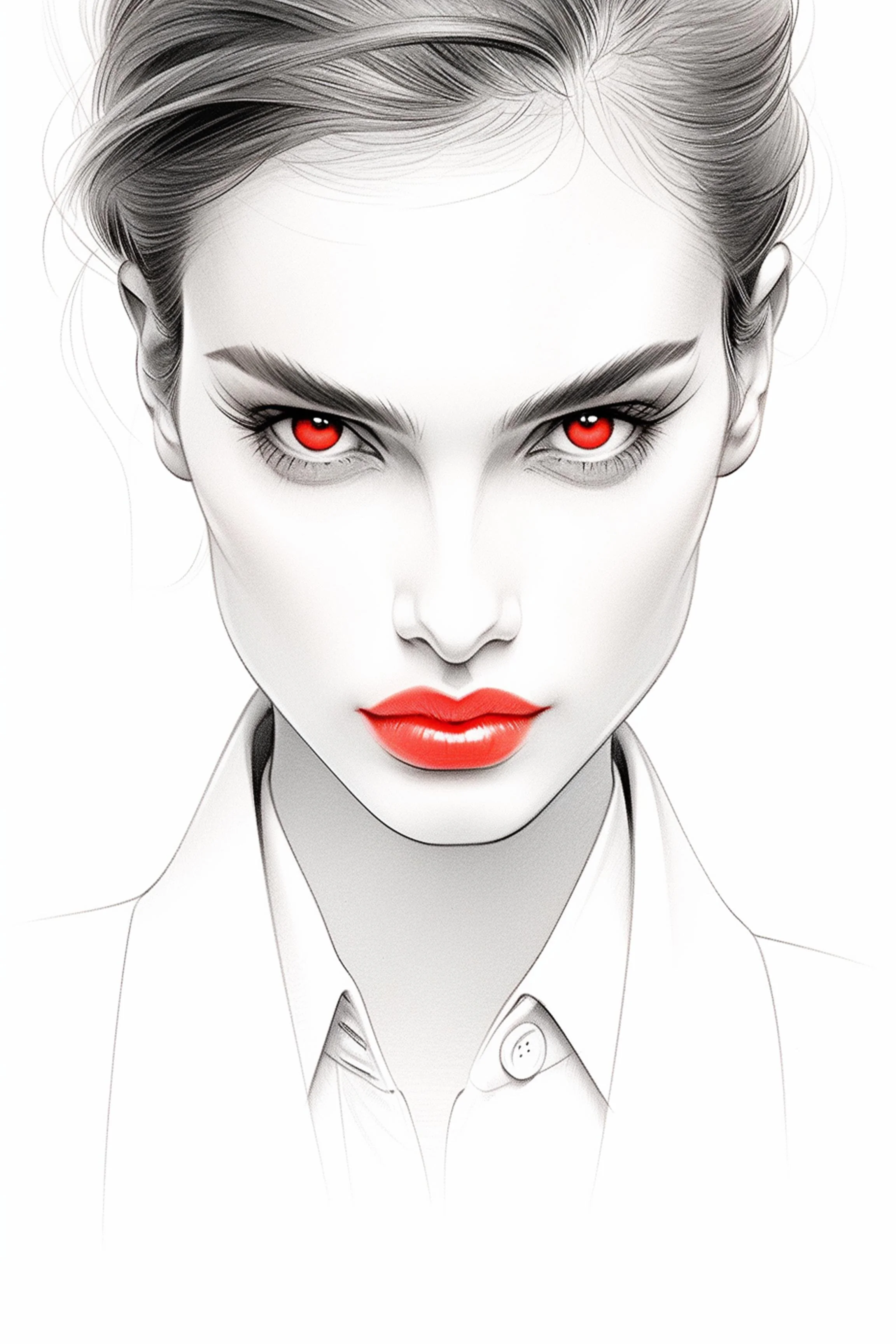 #79 Color Drawing Facial — Beauty, Style, and Expression in Every Detail.— 24H × 36 W Digital Art - MWS-CDF--0079