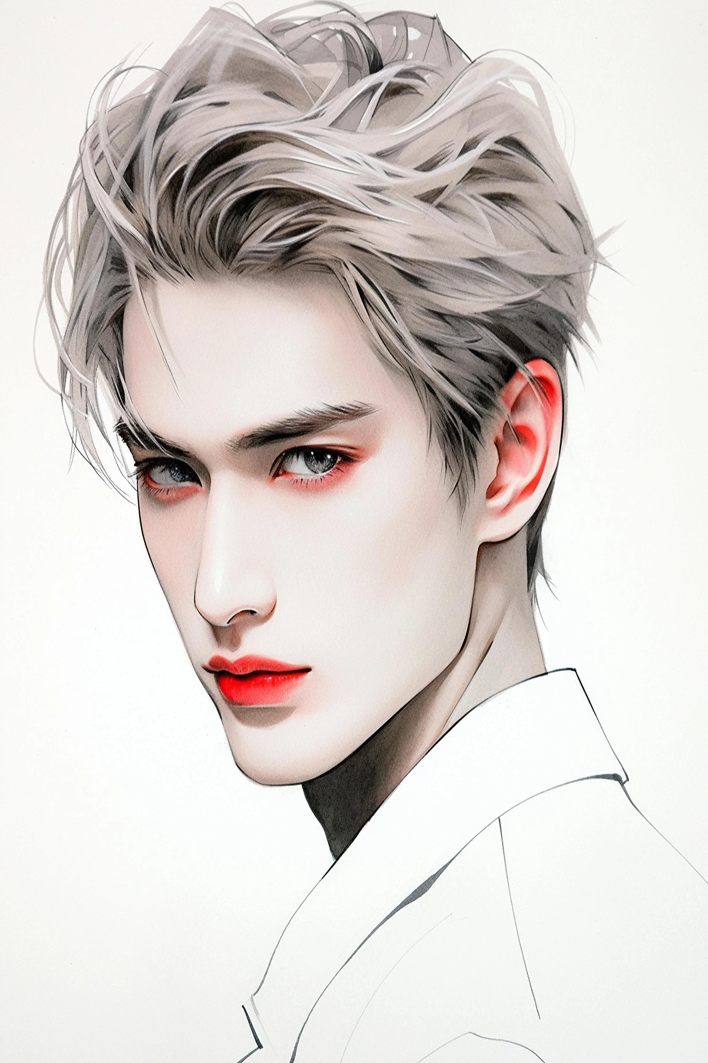 #173 Color Drawing Facial — Beauty, Style, and Expression in Every Detail.— 24H × 36 W Digital Art - MWS-CDF--0173