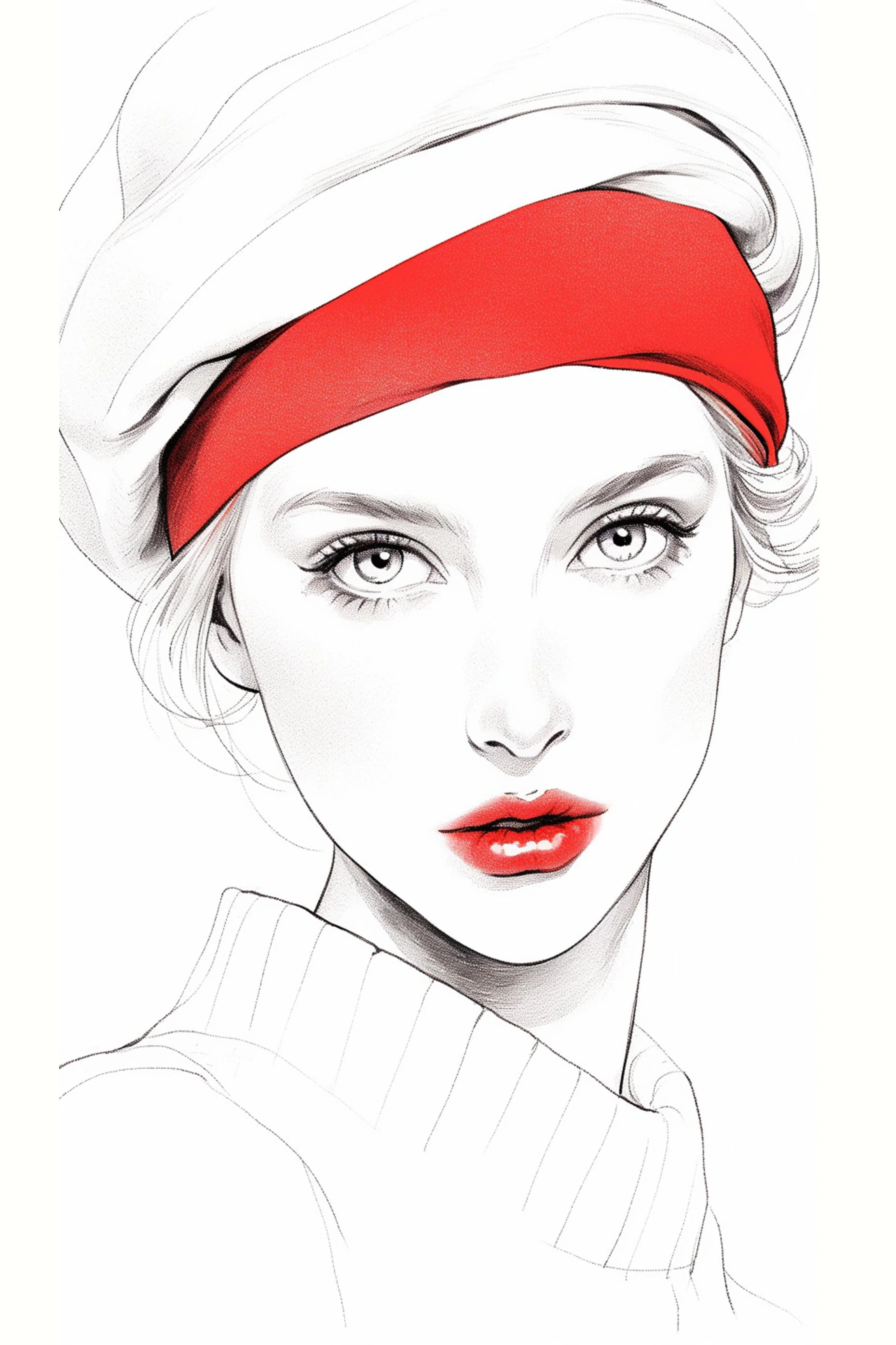 #106 Color Drawing Facial — Beauty, Style, and Expression in Every Detail.— 24H × 36 W Digital Art - MWS-CDF--0106