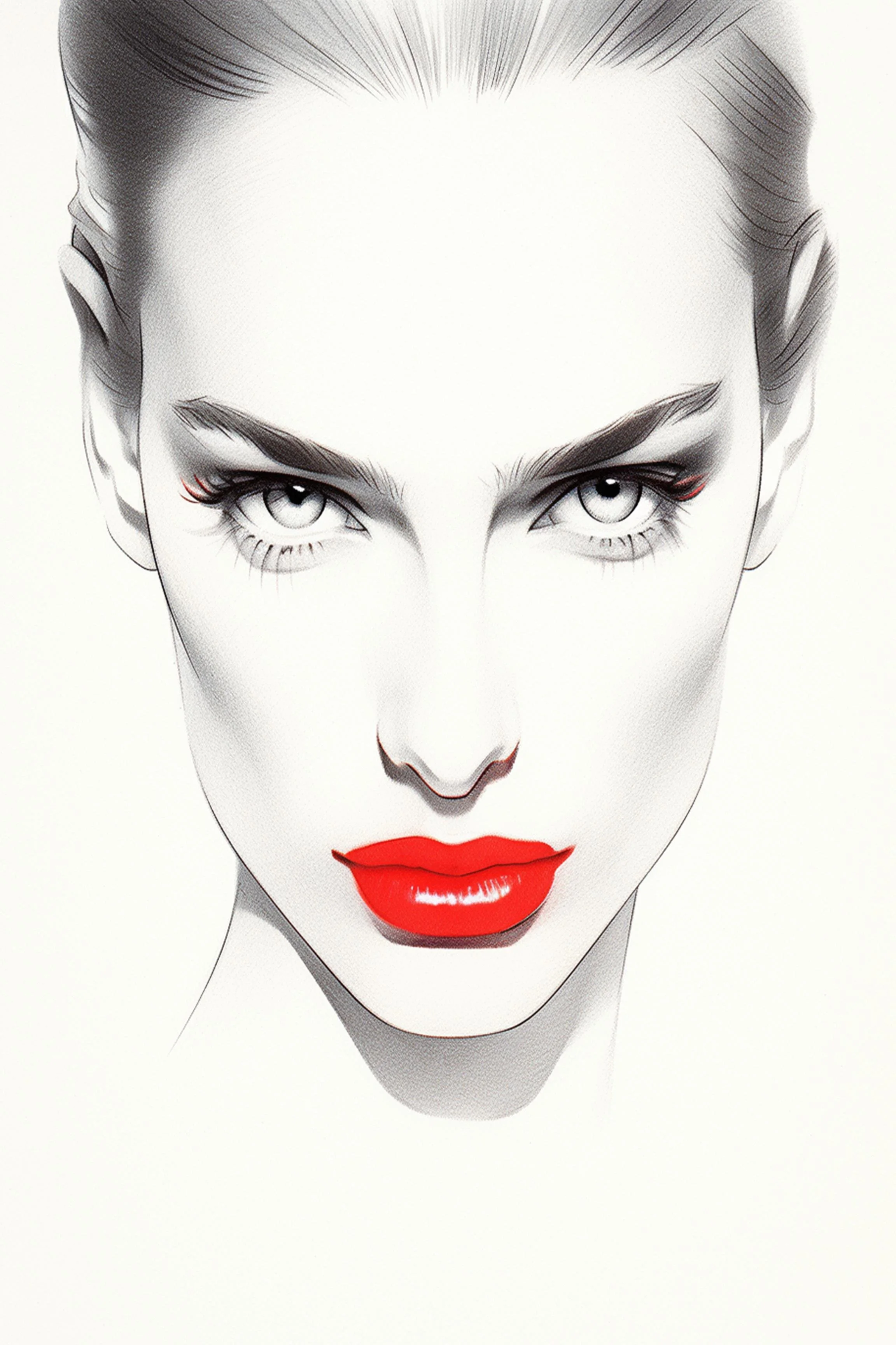 #162 Color Drawing Facial — Beauty, Style, and Expression in Every Detail.— 24H × 36 W Digital Art - MWS-CDF--0162