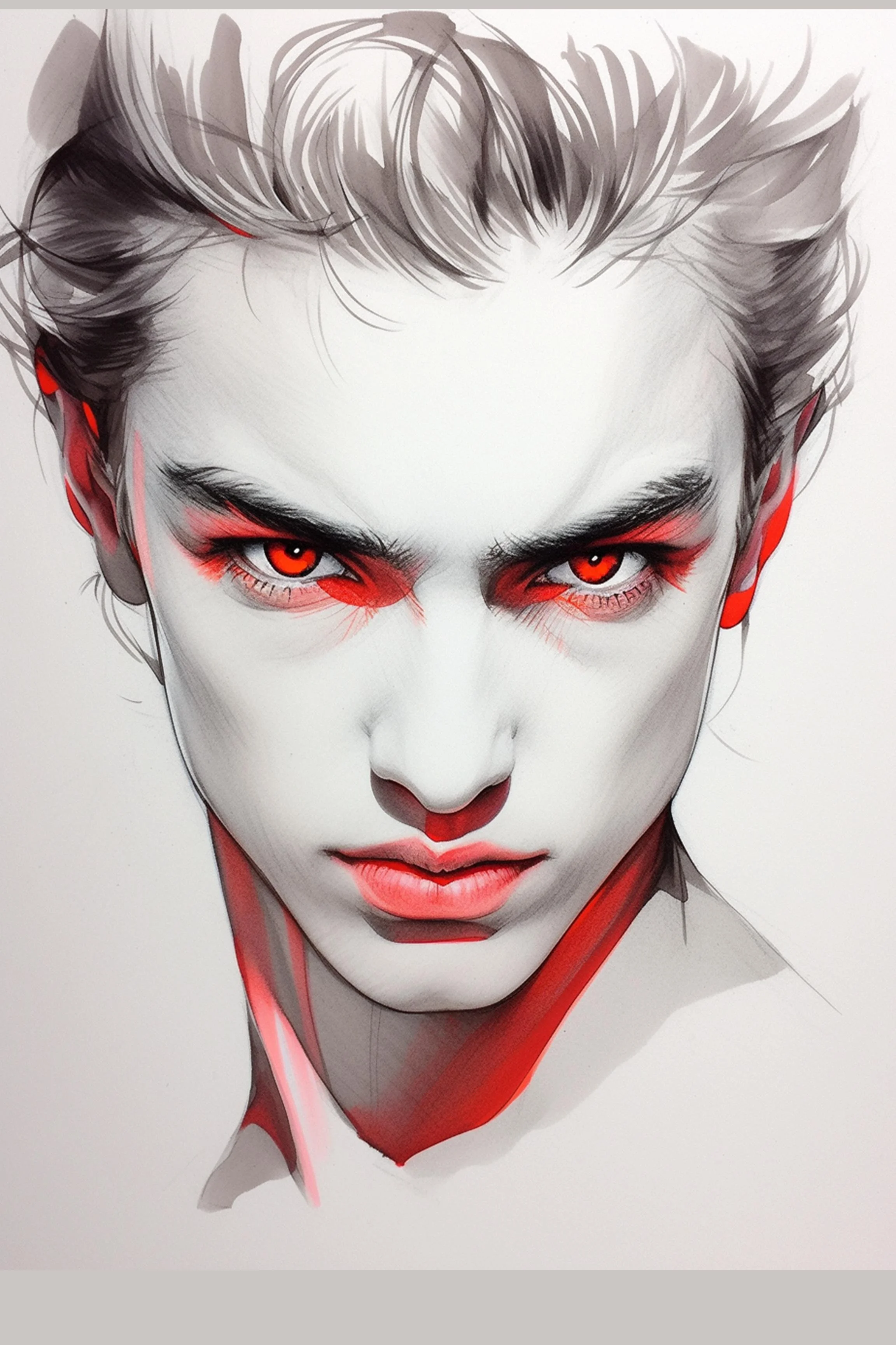 #51 Color Drawing Facial — Beauty, Style, and Expression in Every Detail.— 24H × 36 W Digital Art - MWS-CDF--0051