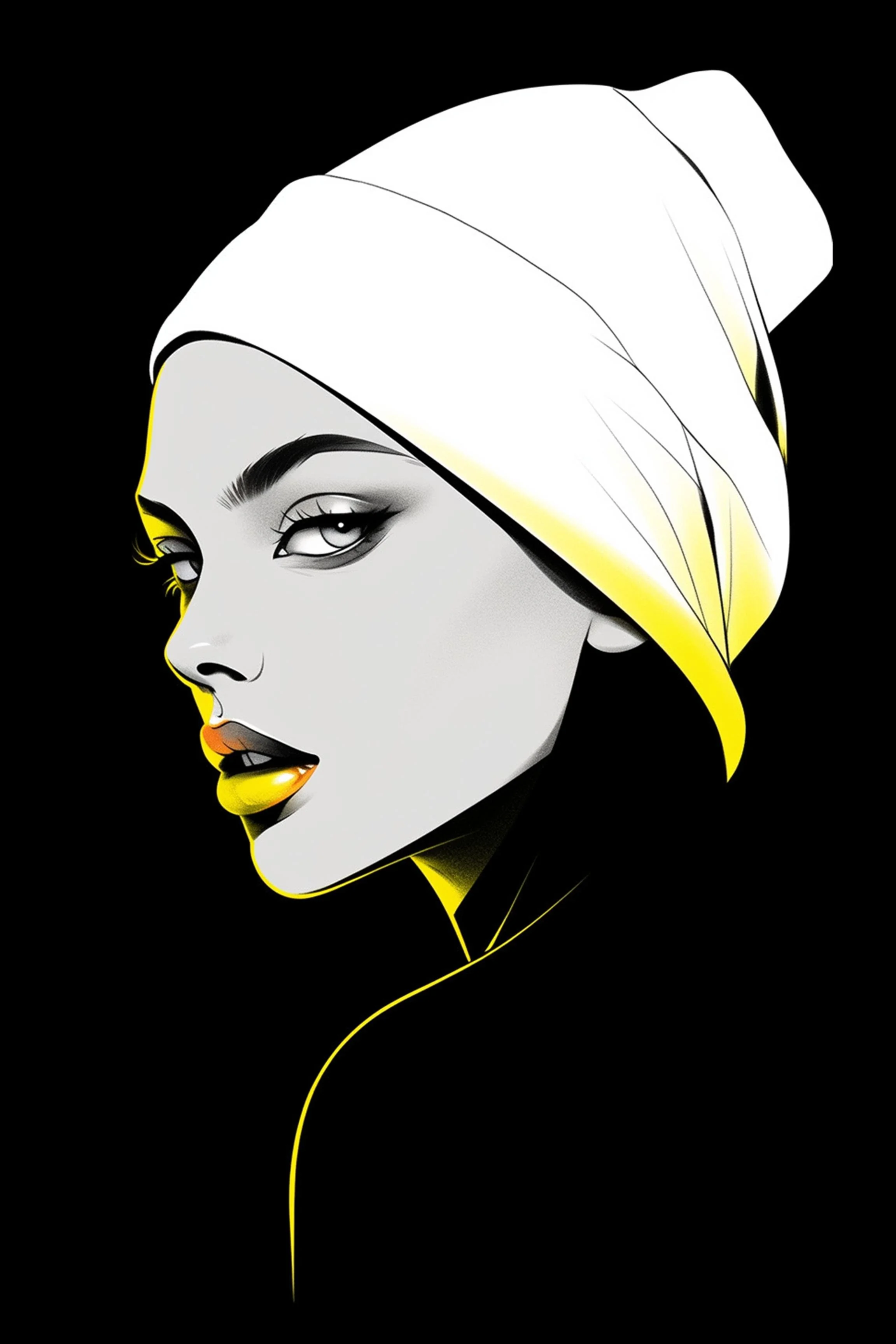 #102 Color Drawing Facial — Beauty, Style, and Expression in Every Detail.— 24H × 36 W Digital Art - MWS-CDF--0102