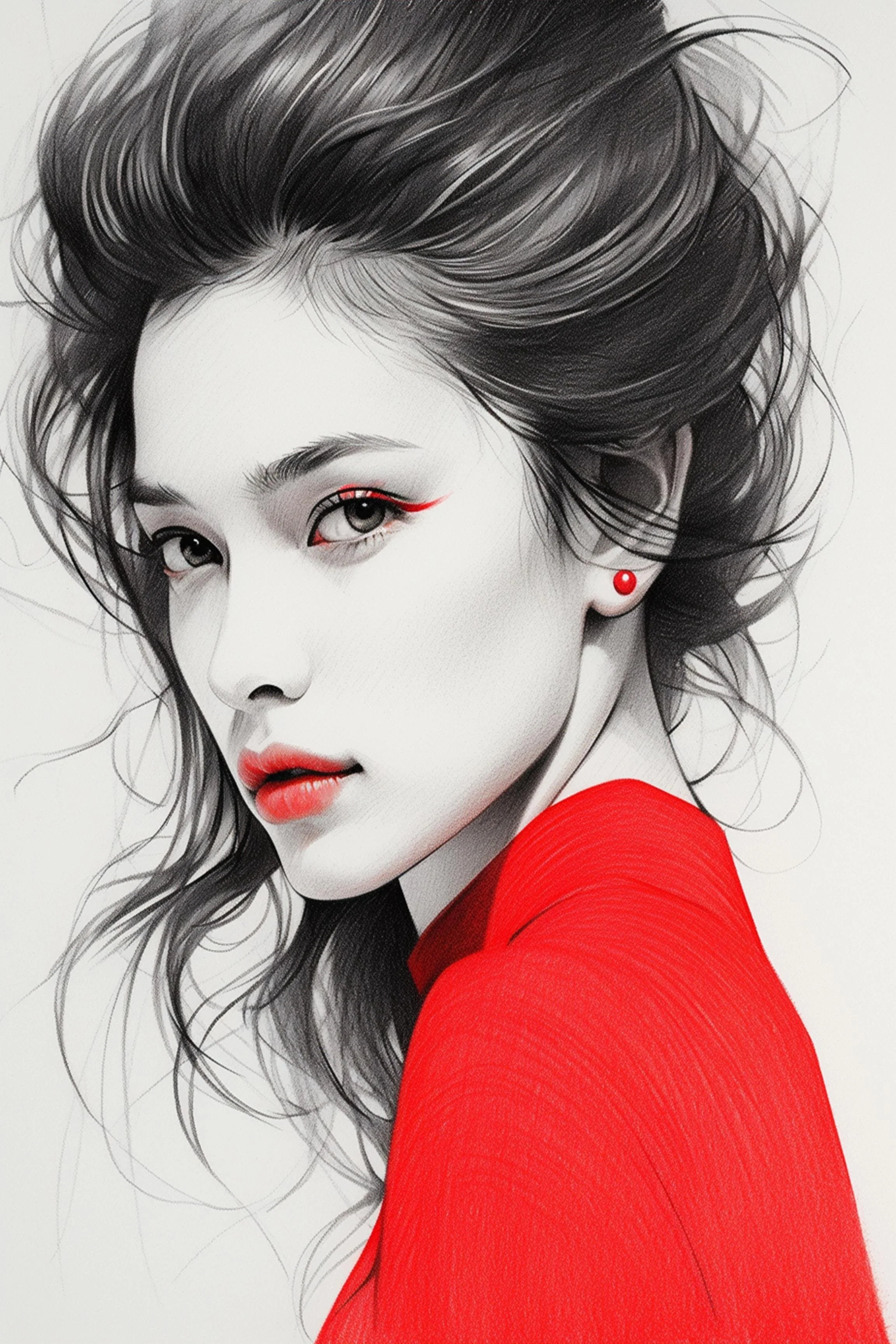 #43 Color Drawing Facial — Beauty, Style, and Expression in Every Detail.— 24H × 36 W Digital Art - MWS-CDF--0043
