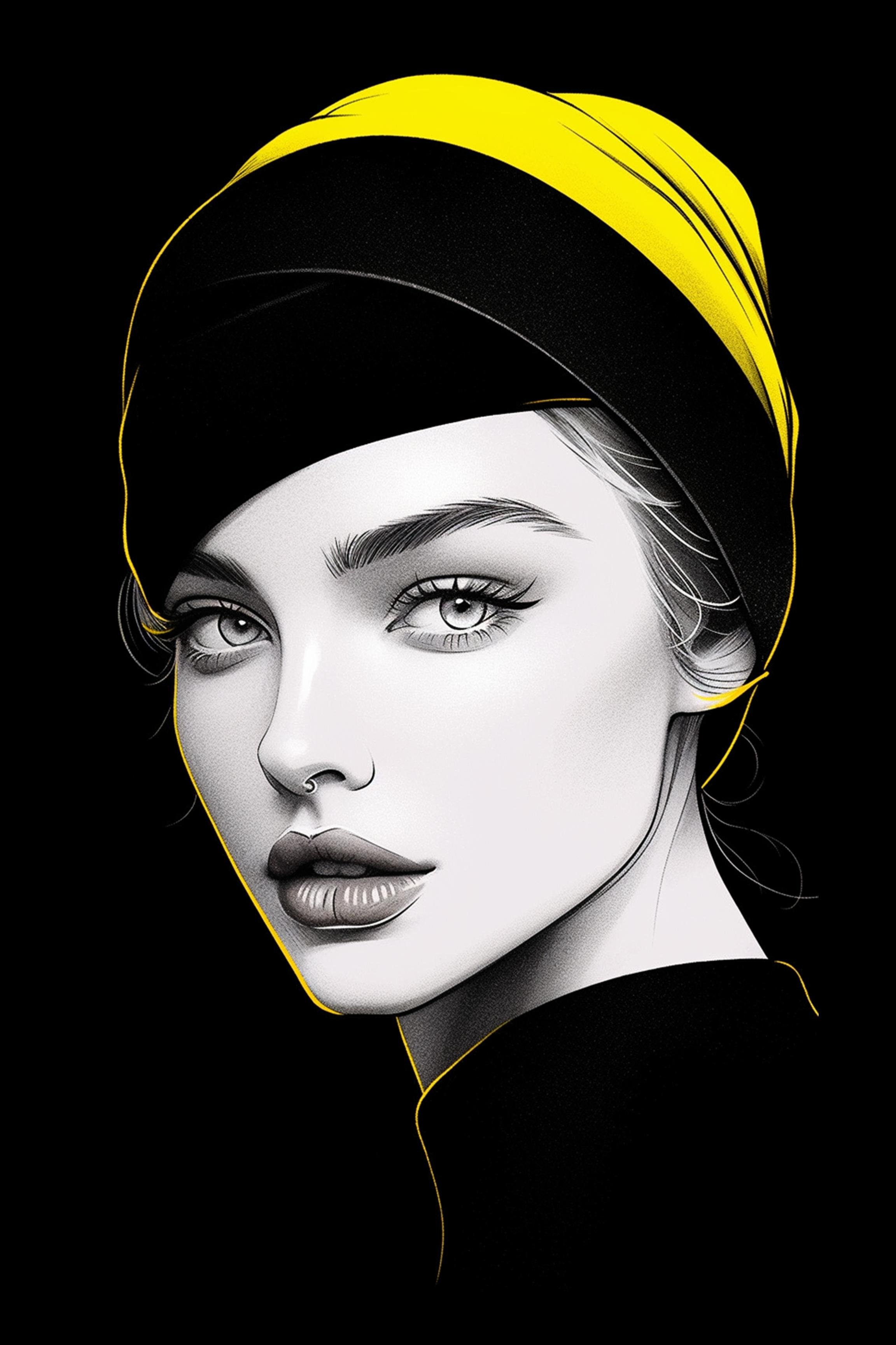 #101 Color Drawing Facial — Beauty, Style, and Expression in Every Detail.— 24H × 36 W Digital Art - MWS-CDF--0101