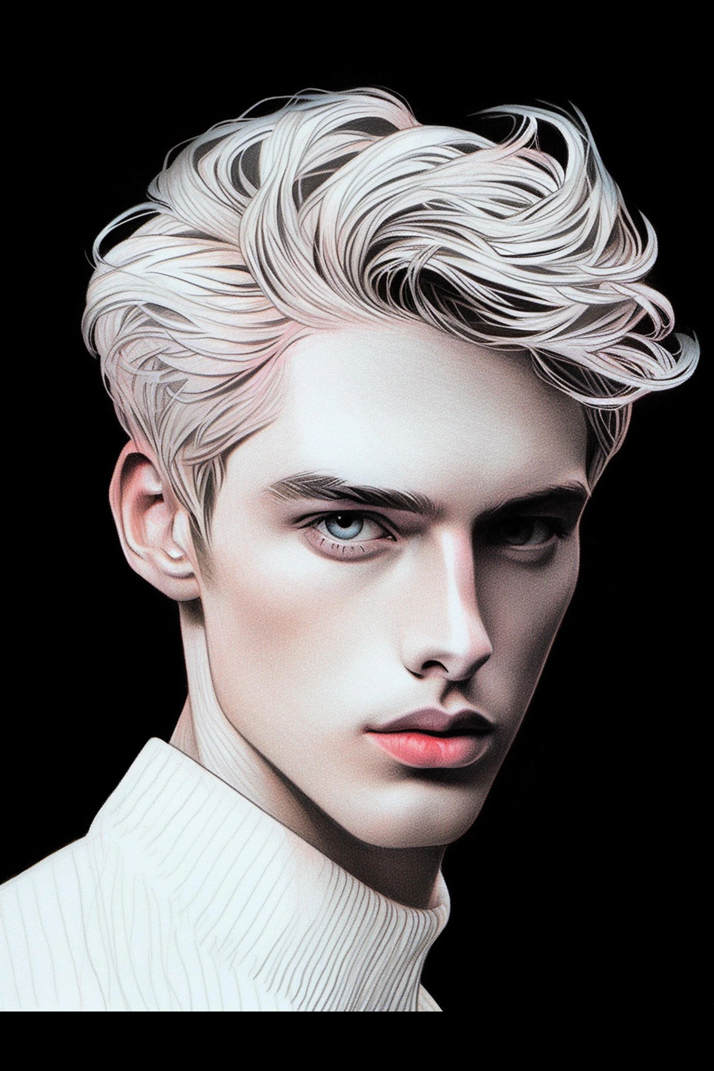 #7 Color Drawing Facial — Beauty, Style, and Expression in Every Detail.— 24H × 36 W Digital Art - MWS-CDF--0007