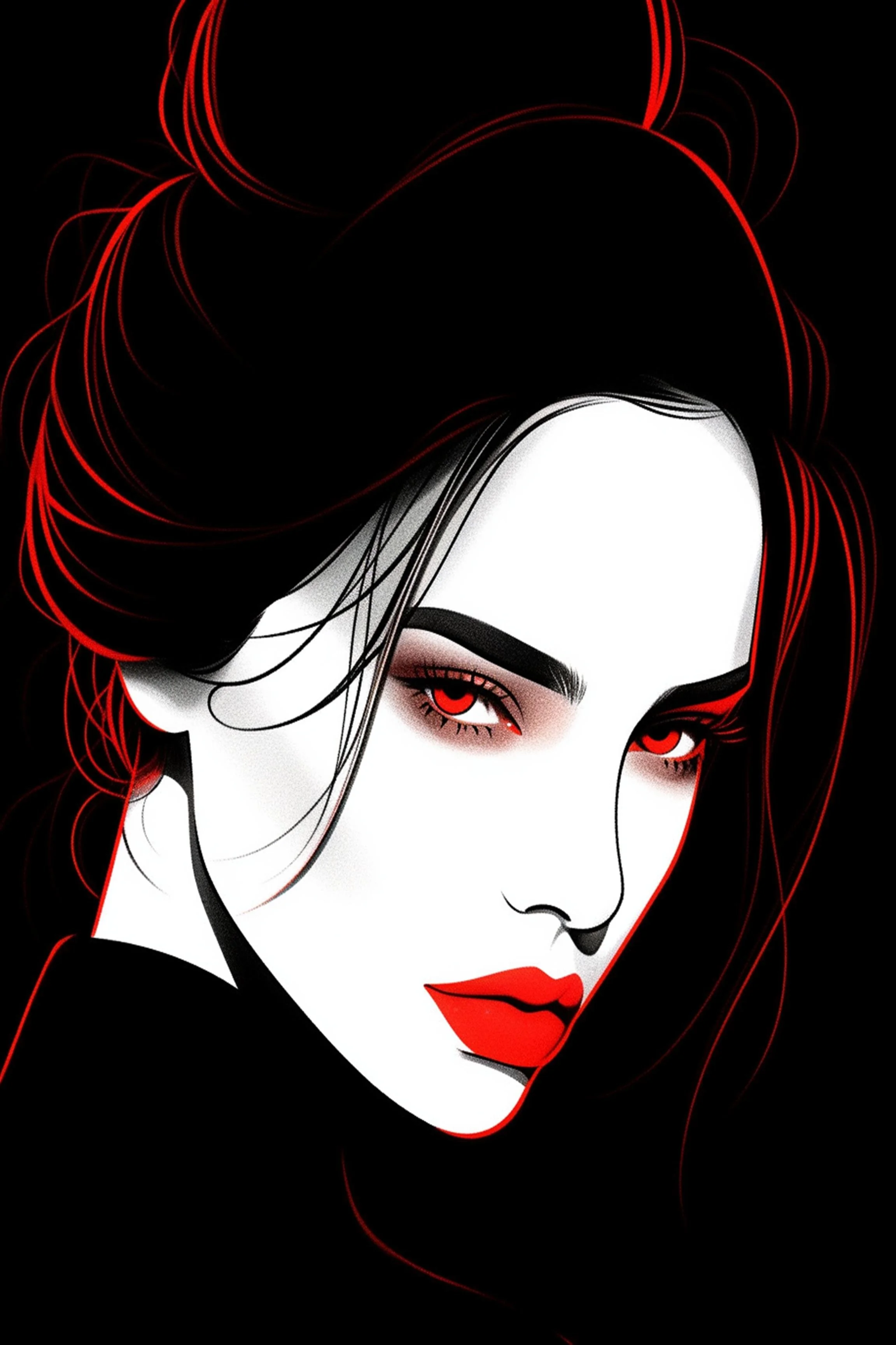#100 Color Drawing Facial — Beauty, Style, and Expression in Every Detail.— 24H × 36 W Digital Art - MWS-CDF--0100