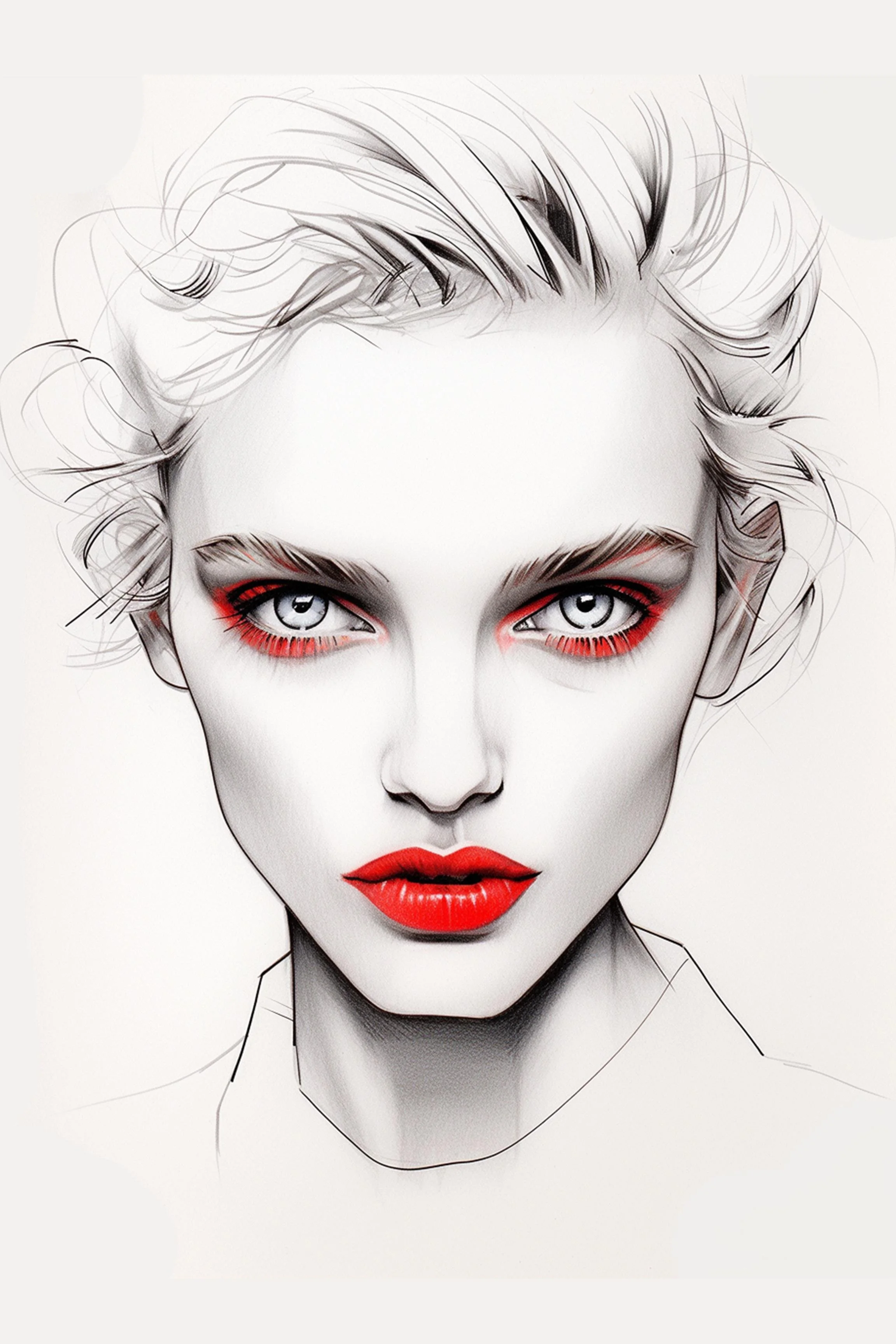 #20 Color Drawing Facial — Beauty, Style, and Expression in Every Detail.— 24H × 36 W Digital Art - MWS-CDF--0020