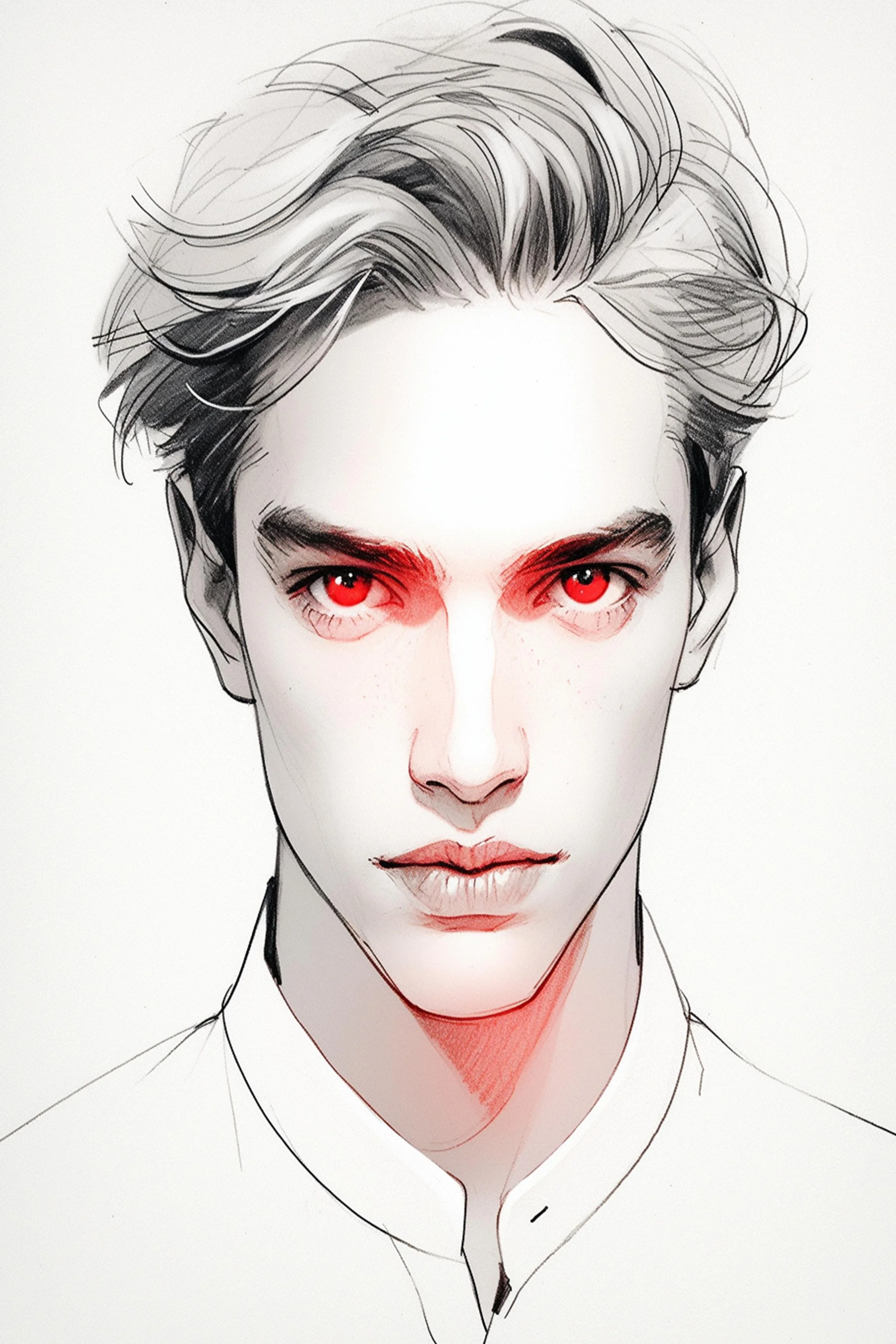 #197 Color Drawing Facial — Beauty, Style, and Expression in Every Detail.— 24H × 36 W Digital Art - MWS-CDF--0197