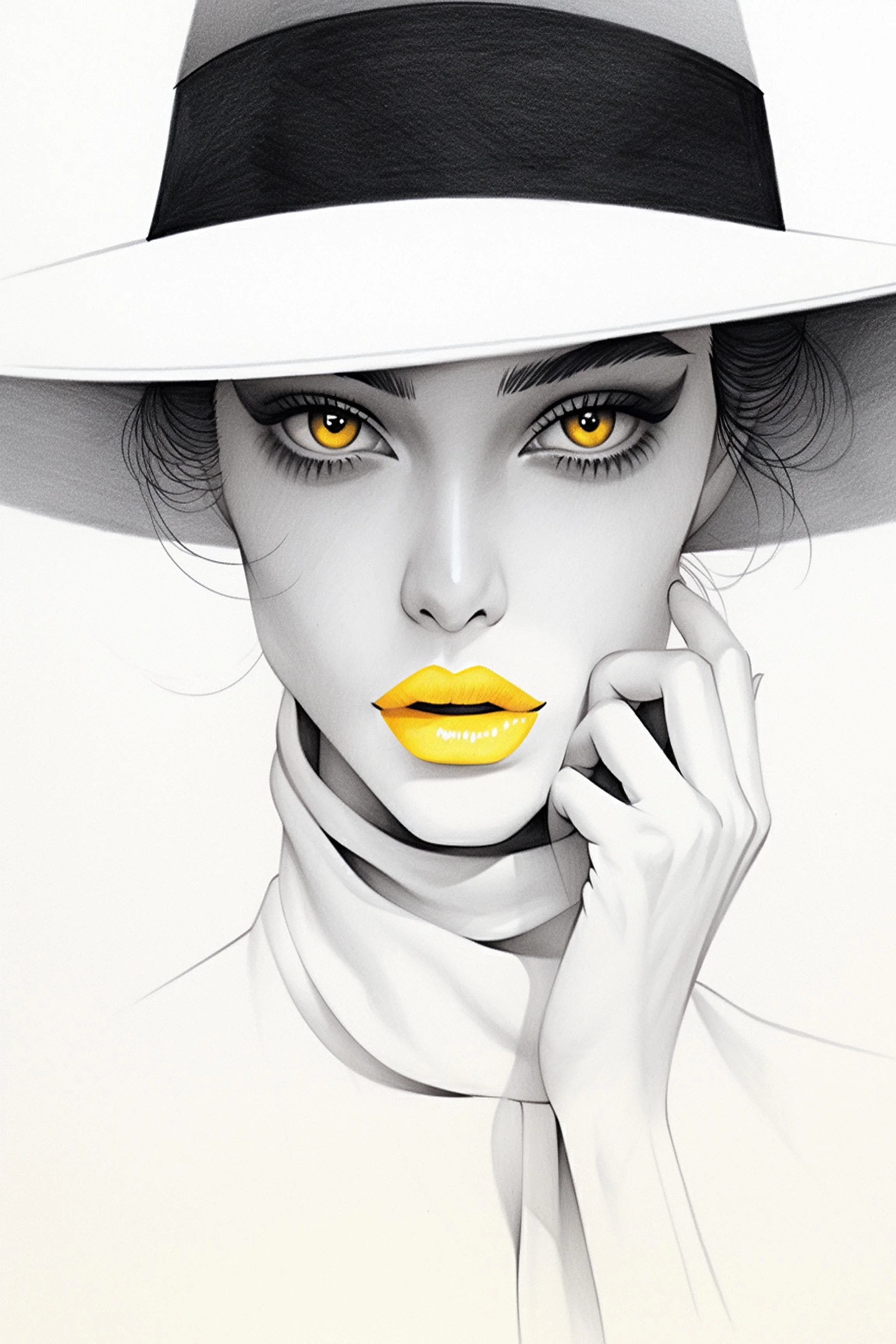 #83 Color Drawing Facial — Beauty, Style, and Expression in Every Detail.— 24H × 36 W Digital Art - MWS-CDF--0083