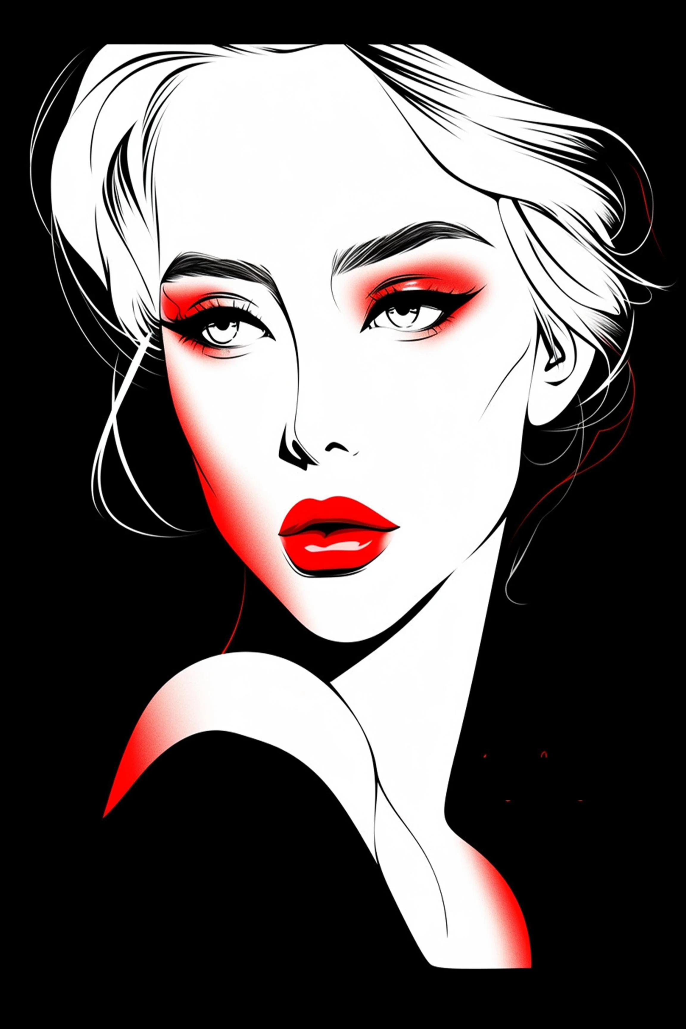 #87 Color Drawing Facial — Beauty, Style, and Expression in Every Detail.— 24H × 36 W Digital Art - MWS-CDF--0087
