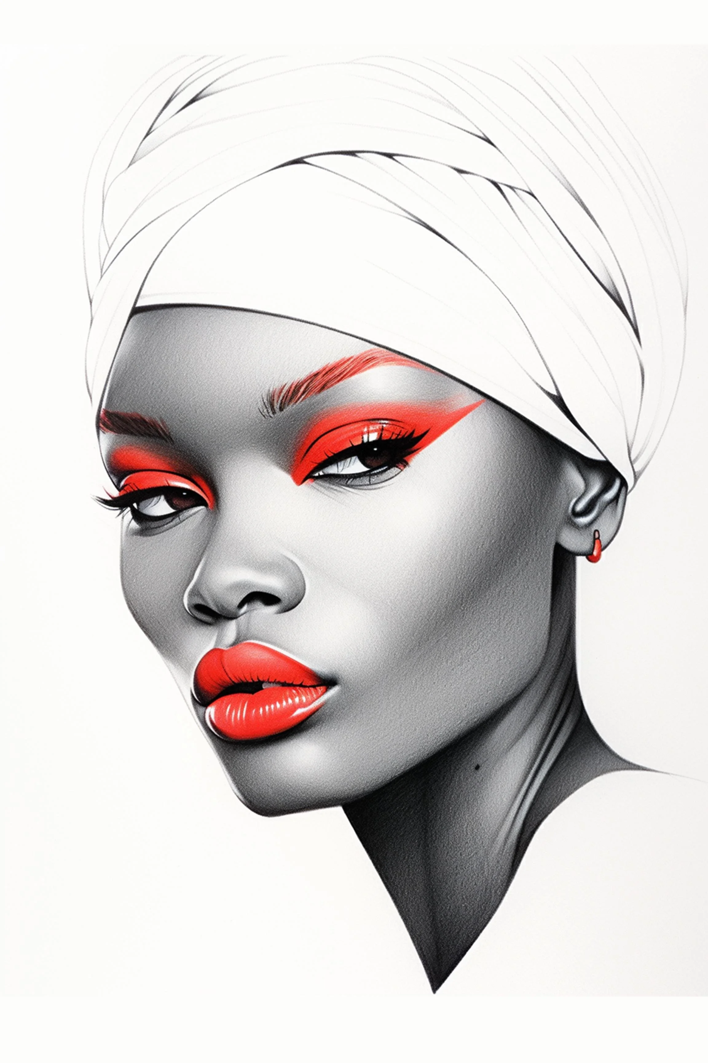 #27 Color Drawing Facial — Beauty, Style, and Expression in Every Detail.— 24H × 36 W Digital Art - MWS-CDF--0027